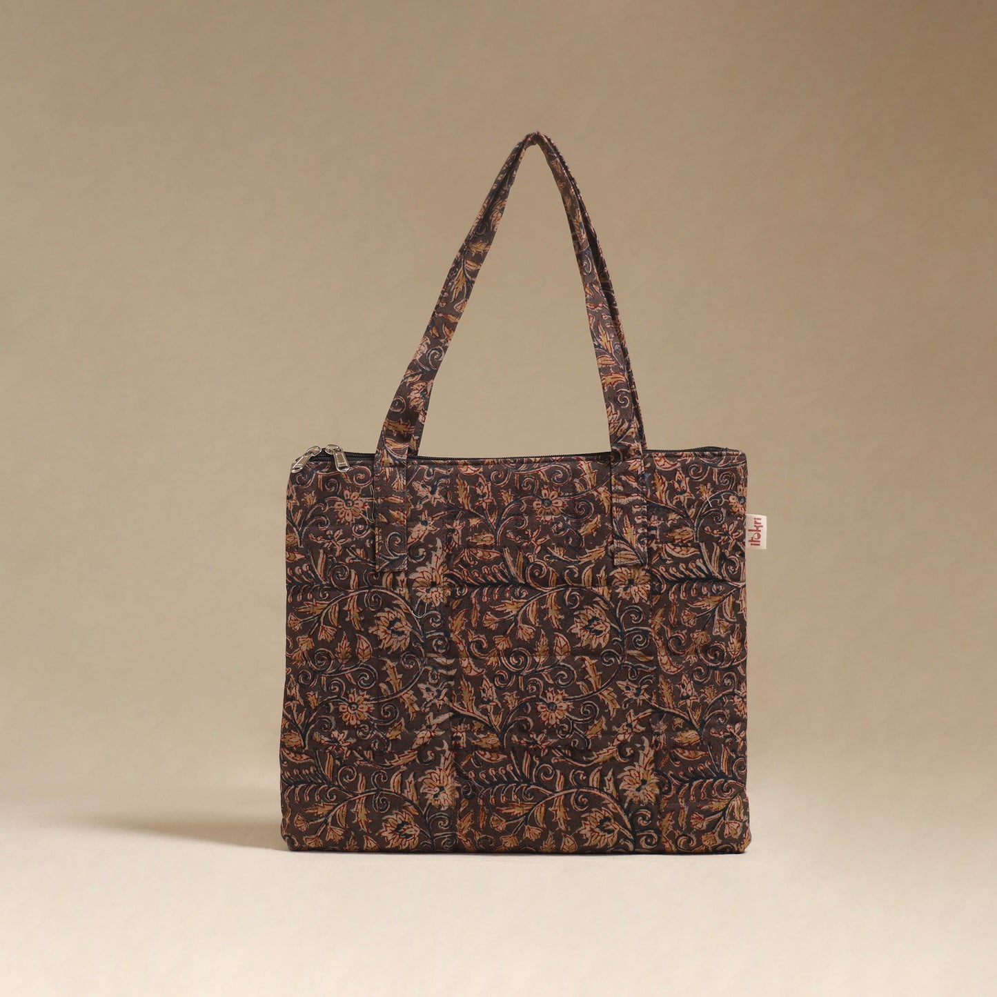 Brown - Quilted Fabric Handcrafted Handbag 13
