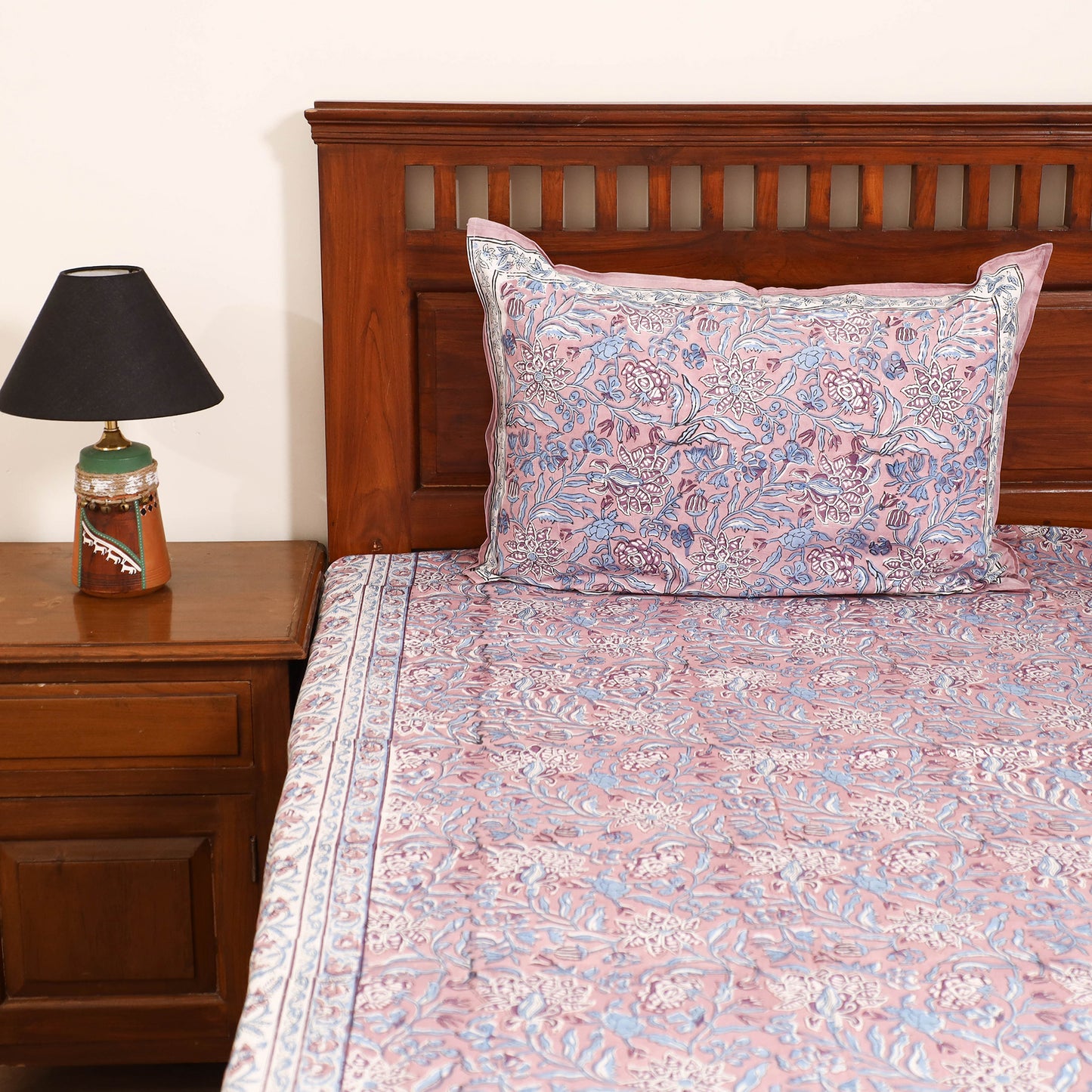 Sanganeri Hand Block Print Cotton Double Bedsheet Set (108 x 90 in) 45