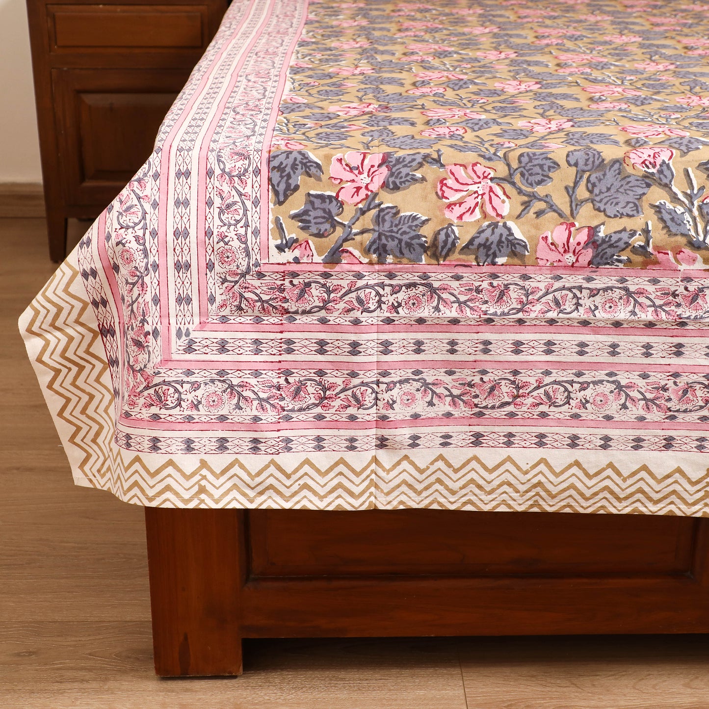 Sanganeri Hand Block Print Cotton Single Bedsheet (90 x 60 in) 48