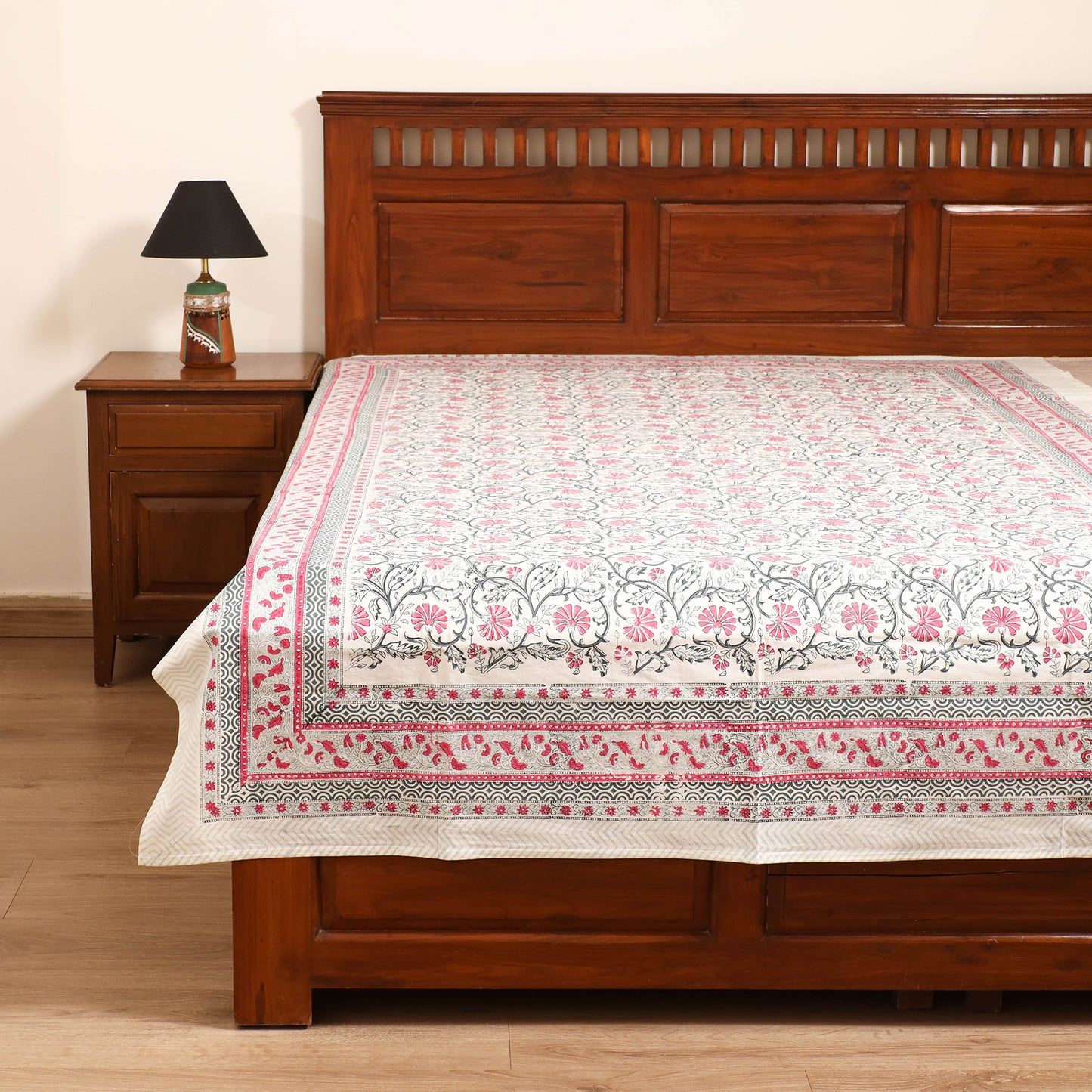 Sanganeri Hand Block Print Cotton Single Bedsheet (90 x 60 in) 50