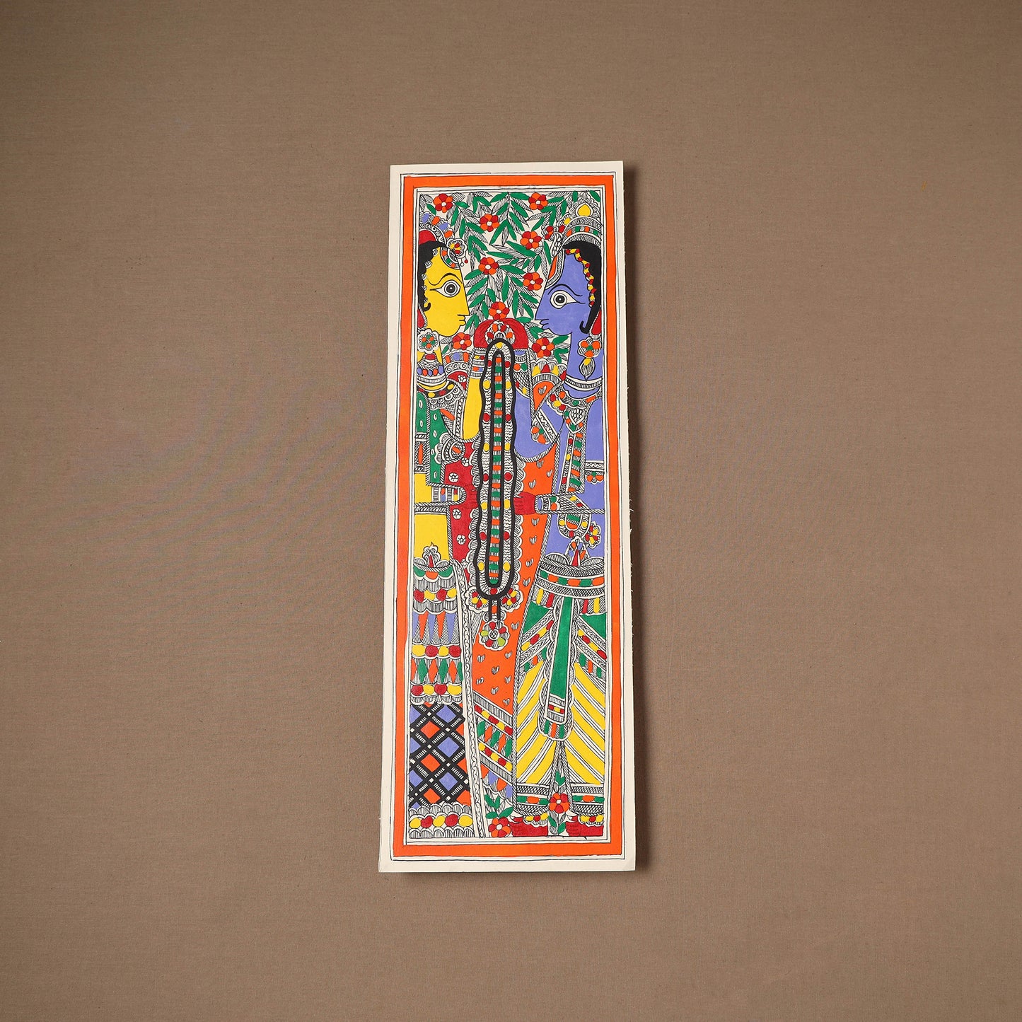 Handpainted Madhubani Painting by Santosh Paswan (22 x 7 in) 15