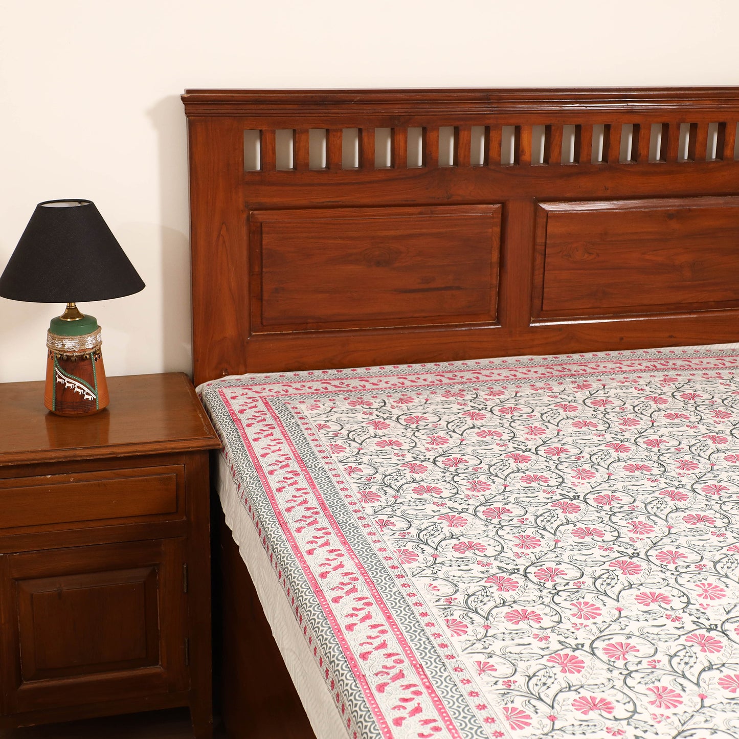 Sanganeri Hand Block Print Cotton Single Bedsheet (90 x 60 in) 50