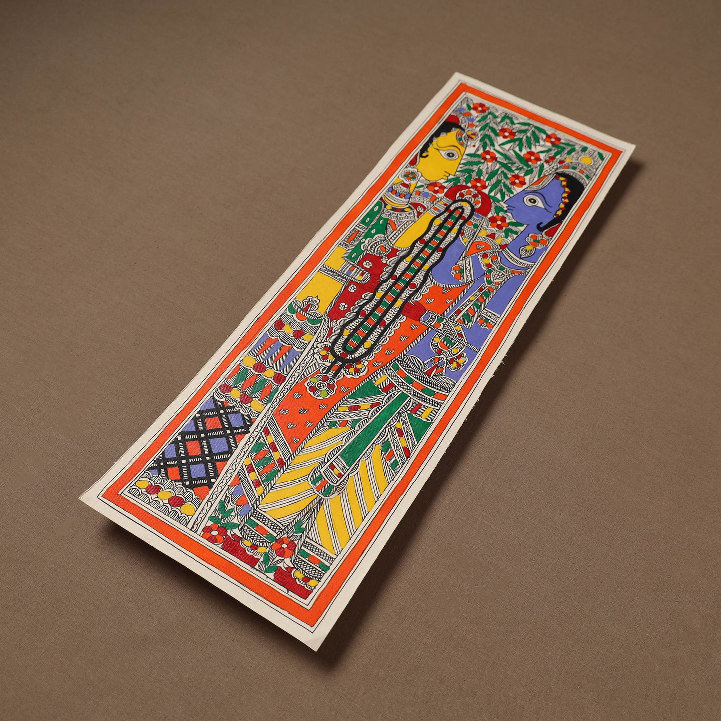 Handpainted Madhubani Painting by Santosh Paswan (22 x 7 in) 15