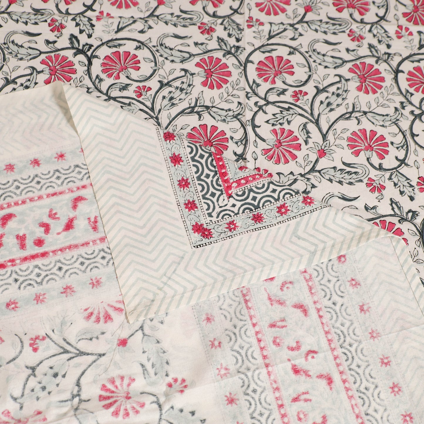 Sanganeri Hand Block Print Cotton Single Bedsheet (90 x 60 in) 50