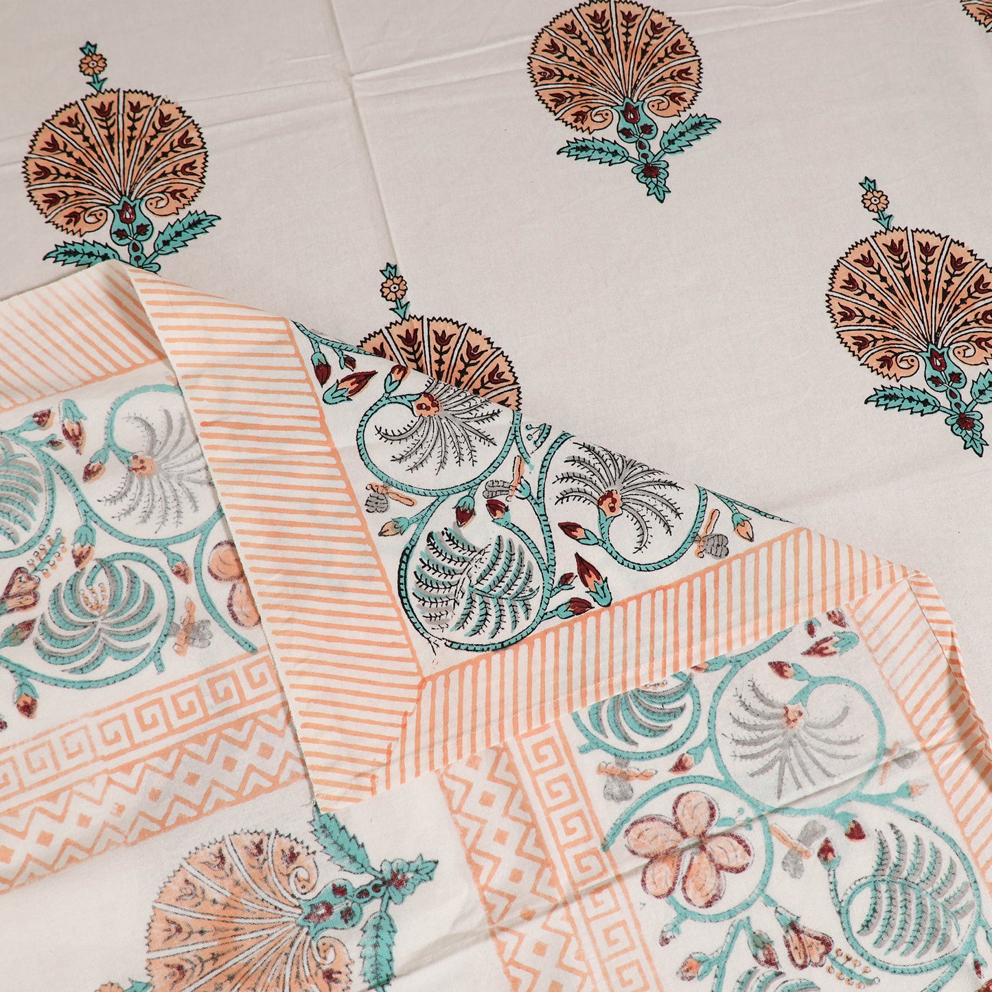 Sanganeri Hand Block Print Cotton Single Bedsheet (90 x 60 in) 51