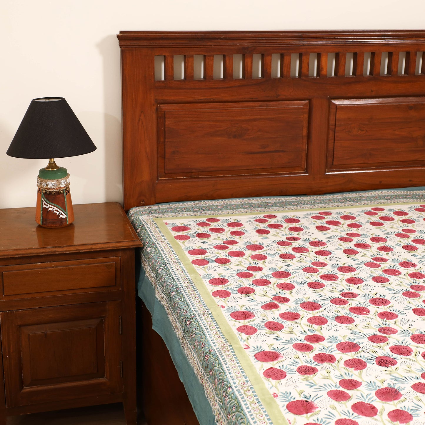 Sanganeri Hand Block Print Cotton Single Bedsheet (90 x 60 in) 52