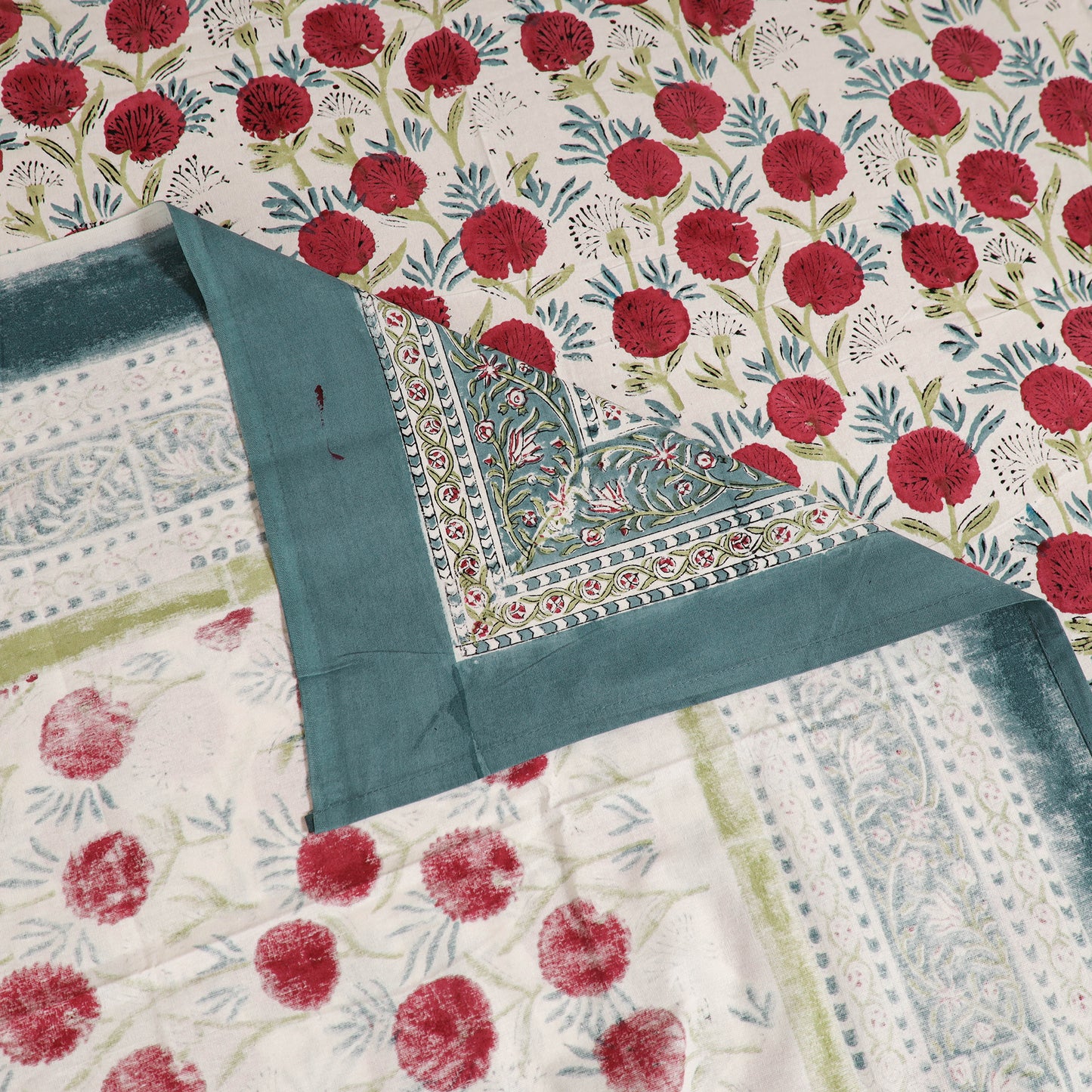 Sanganeri Hand Block Print Cotton Single Bedsheet (90 x 60 in) 52
