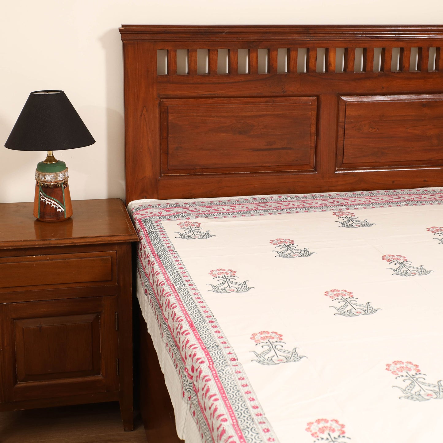 Sanganeri Hand Block Print Cotton Single Bedsheet (90 x 60 in) 53