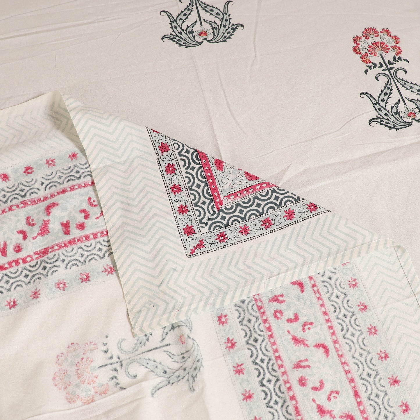 Sanganeri Hand Block Print Cotton Single Bedsheet (90 x 60 in) 53