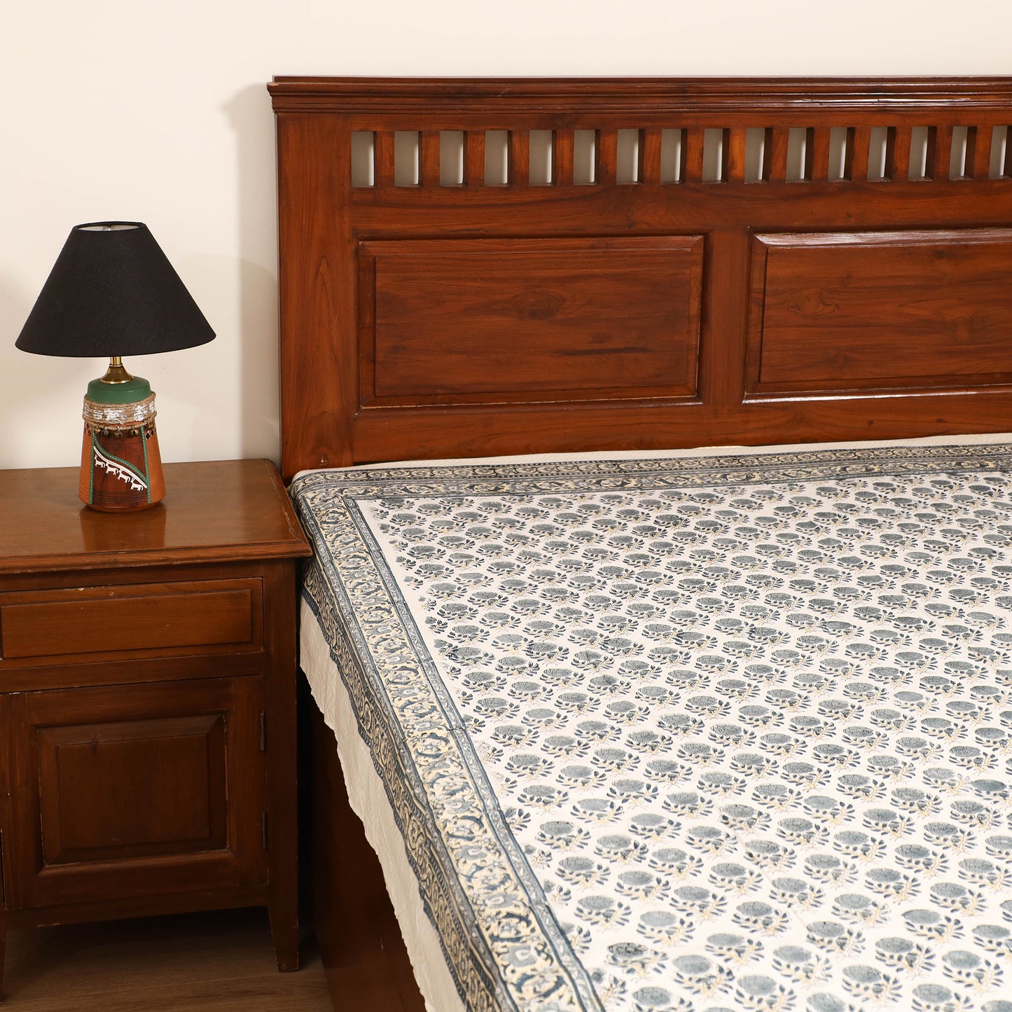 Sanganeri Hand Block Print Cotton Single Bedsheet (90 x 60 in) 54