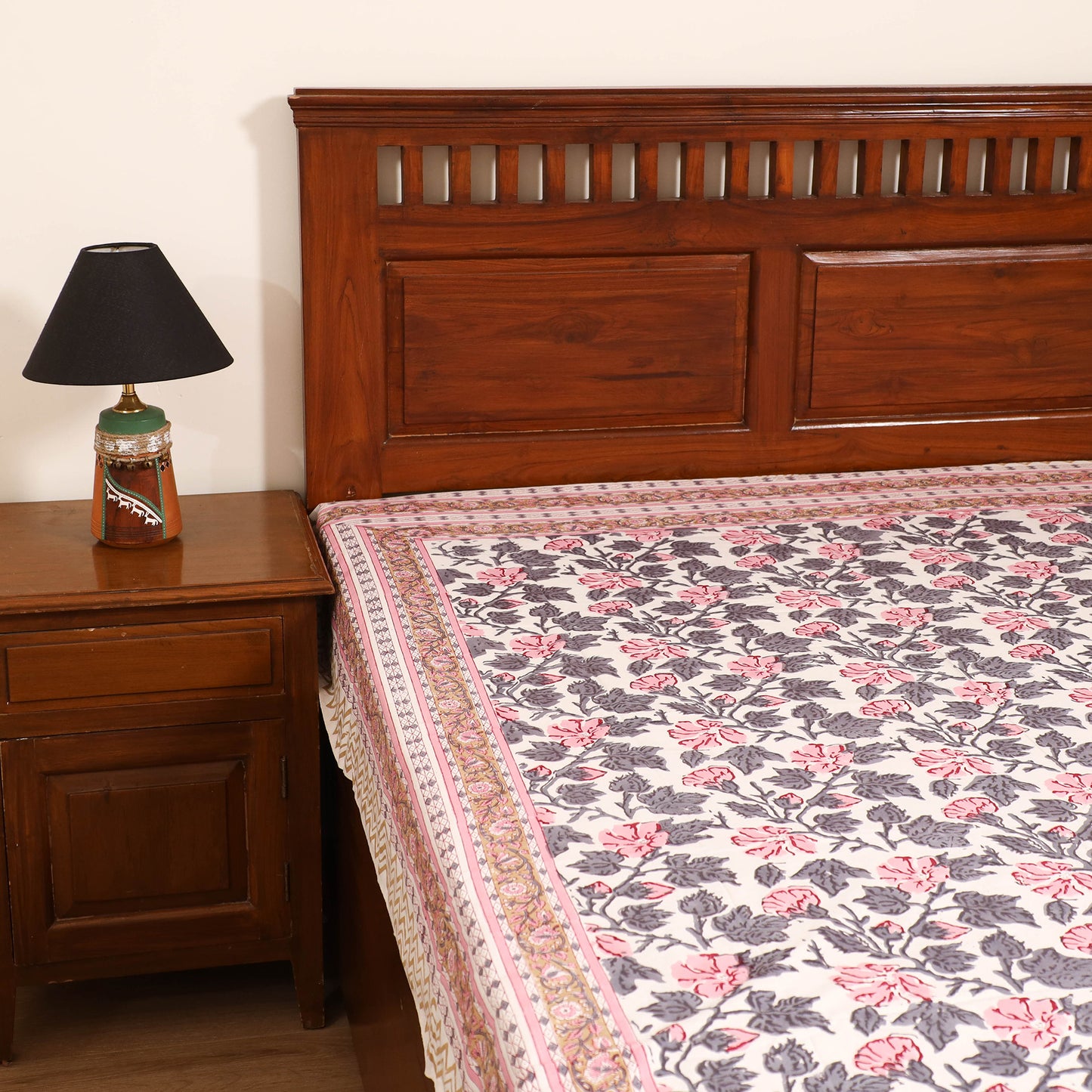 Sanganeri Hand Block Print Cotton Single Bedsheet (90 x 60 in) 55