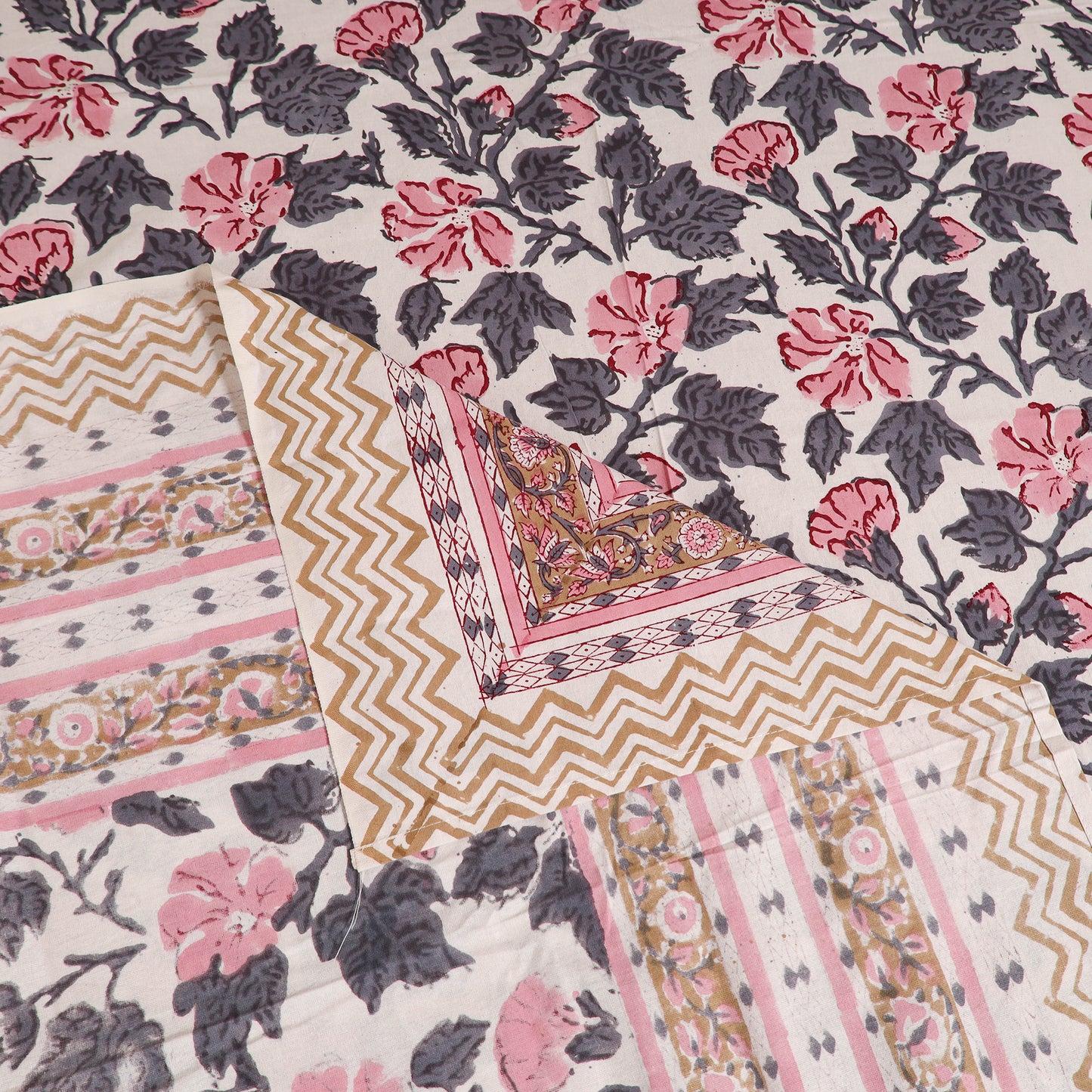 Sanganeri Hand Block Print Cotton Single Bedsheet (90 x 60 in) 55
