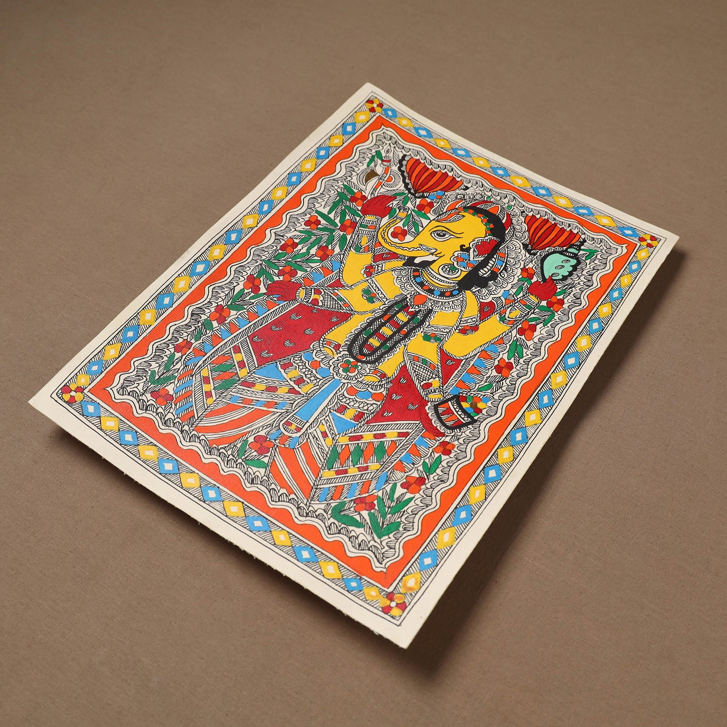Handpainted Madhubani Painting by Santosh Paswan (15 x 11 in) 05