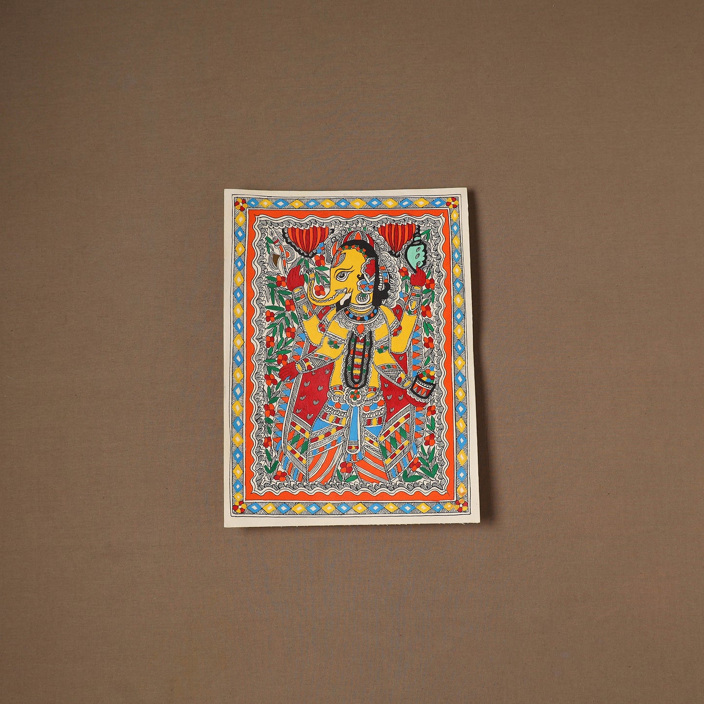 Handpainted Madhubani Painting by Santosh Paswan (15 x 11 in) 05