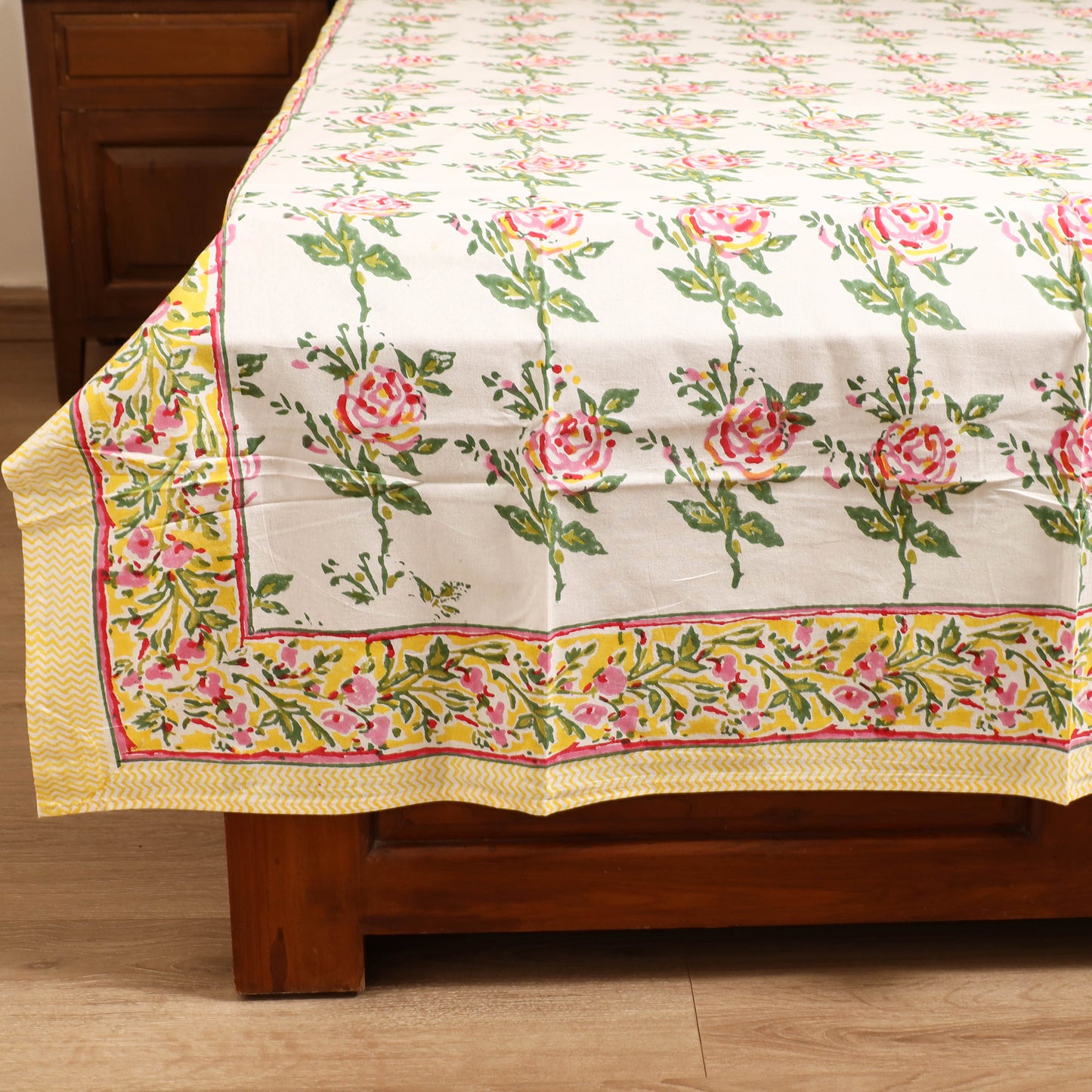 Sanganeri Hand Block Print Cotton Single Bedsheet (90 x 60 in) 57