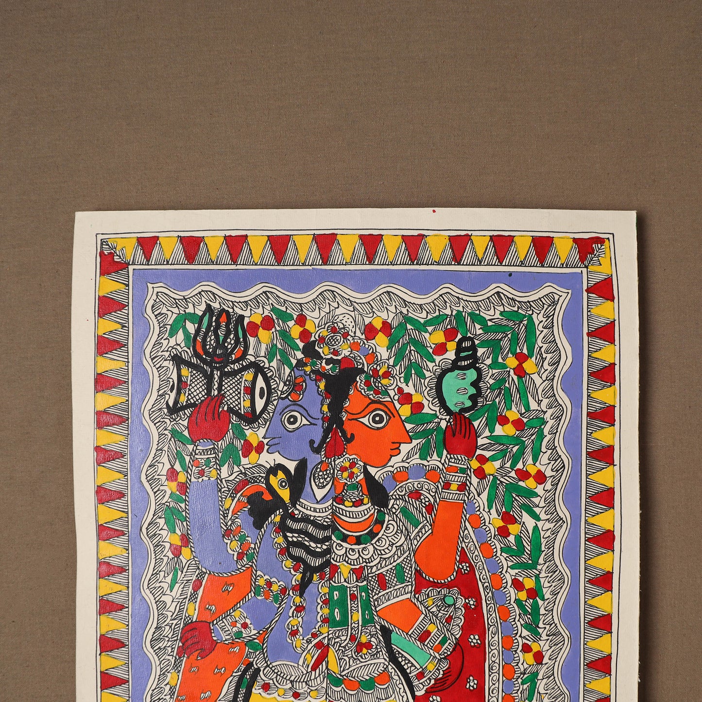 Handpainted Madhubani Painting by Santosh Paswan (15 x 11 in) 06