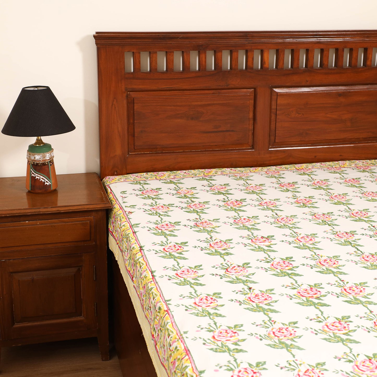 Sanganeri Hand Block Print Cotton Single Bedsheet (90 x 60 in) 57