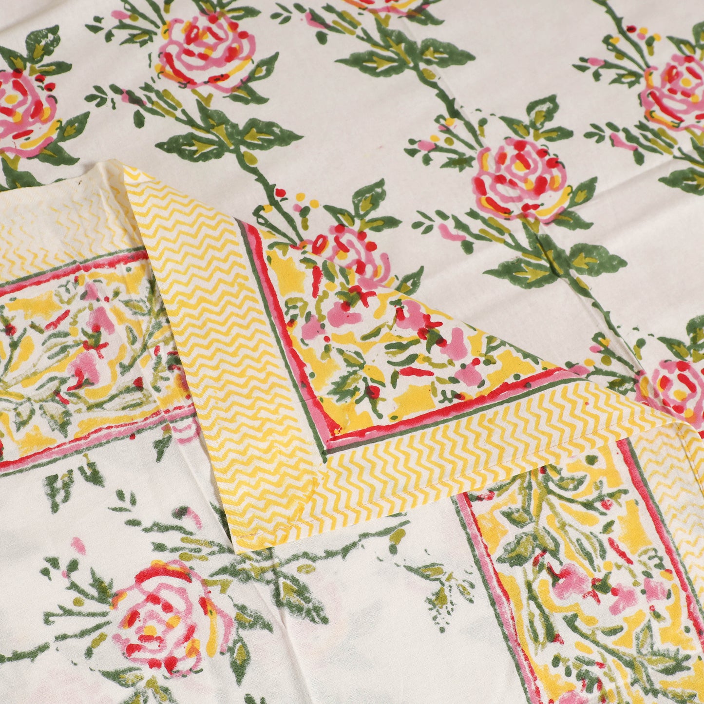 Sanganeri Hand Block Print Cotton Single Bedsheet (90 x 60 in) 57