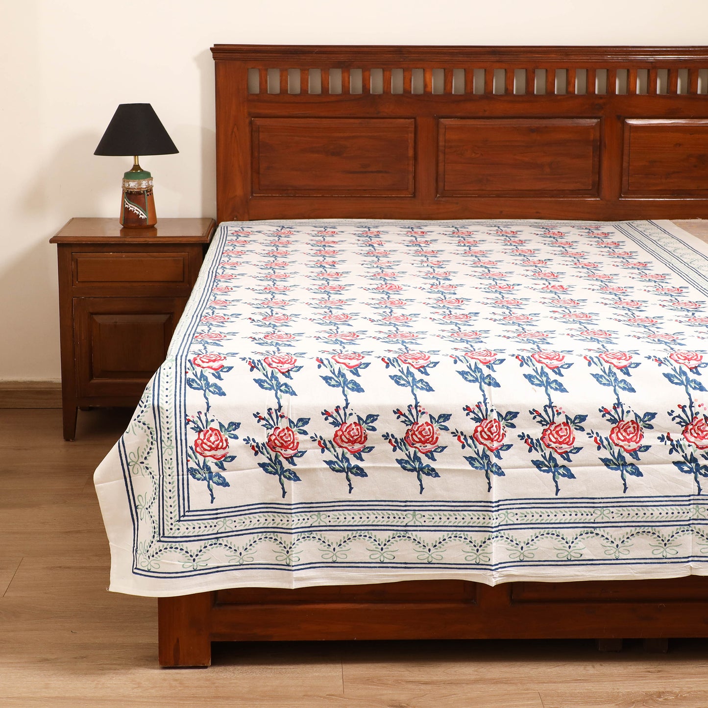 Sanganeri Hand Block Print Cotton Single Bedsheet (90 x 60 in) 59