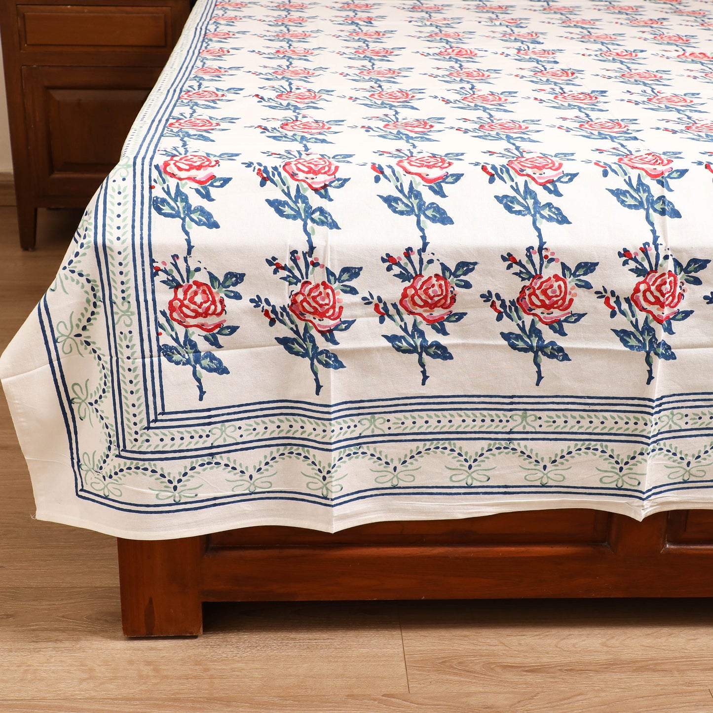 Sanganeri Hand Block Print Cotton Single Bedsheet (90 x 60 in) 59