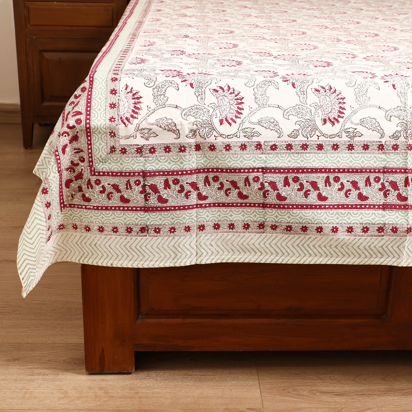 Sanganeri Hand Block Print Cotton Single Bedsheet (90 x 60 in) 60