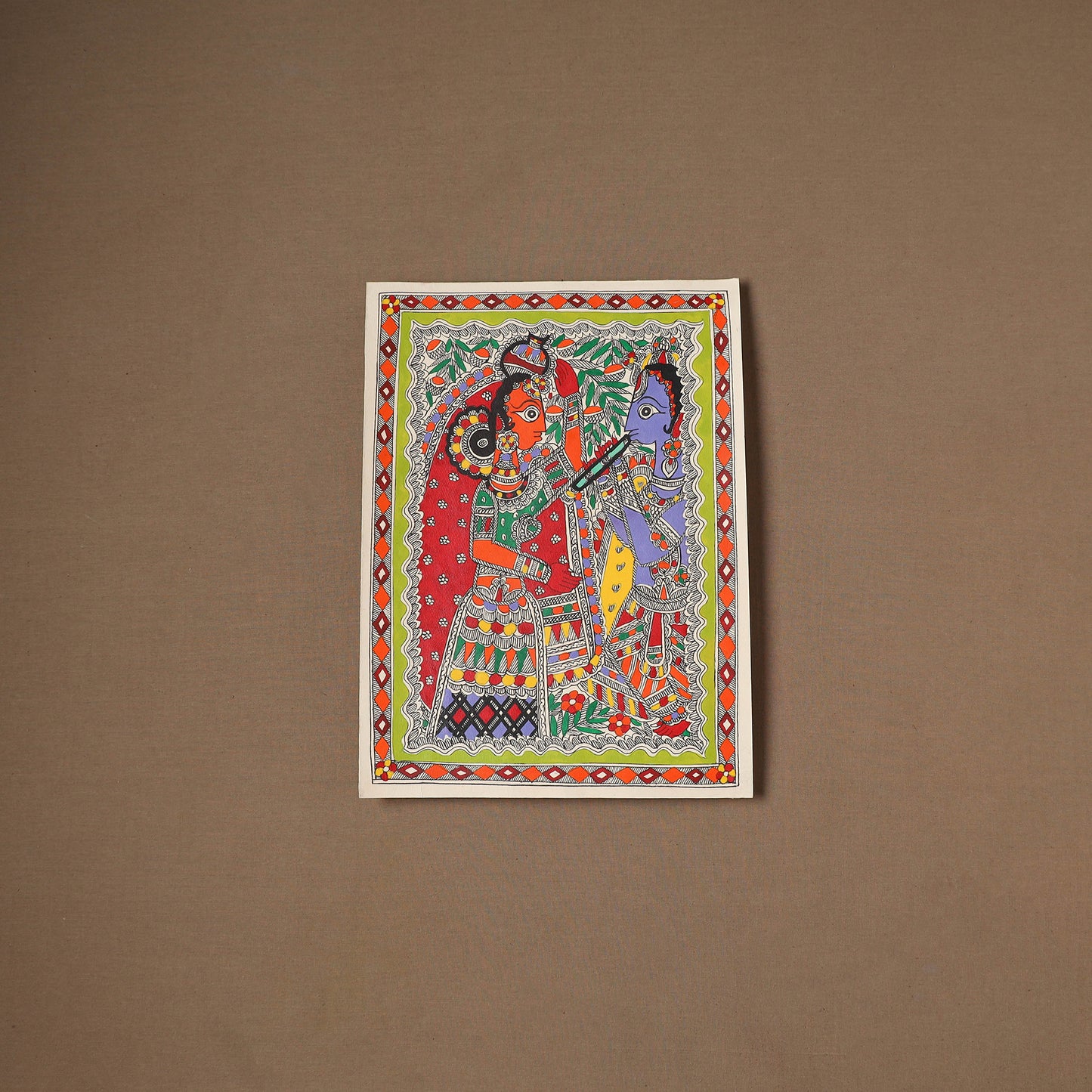 Handpainted Madhubani Painting by Santosh Paswan (15 x 11 in) 10