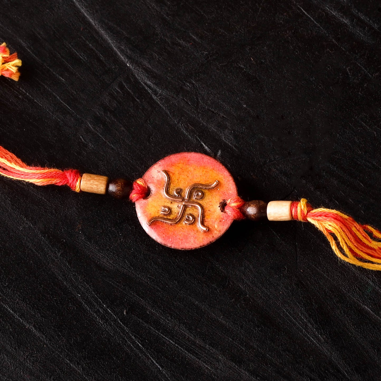 Swastik Round - Copper Enamel Work Rakhi by Ekibeki 06