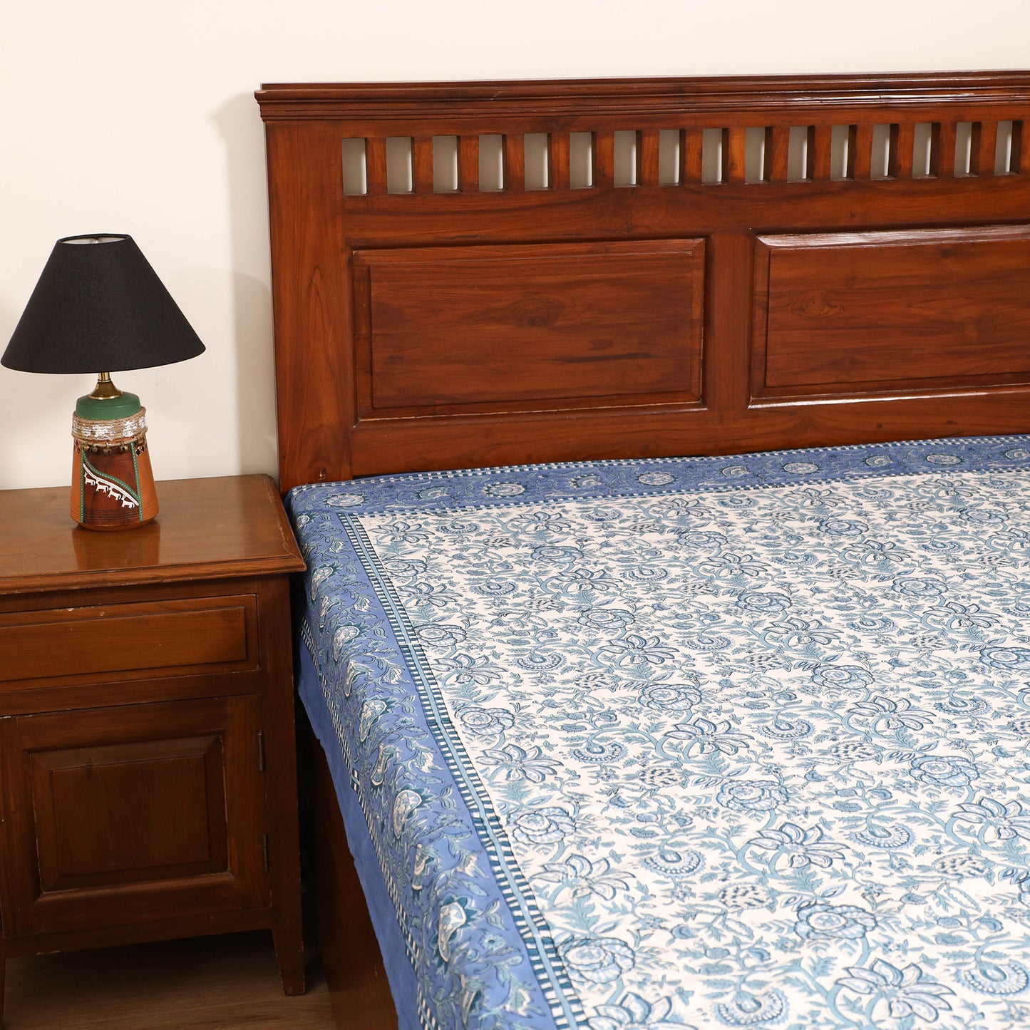 Sanganeri Hand Block Print Cotton Single Bedsheet (90 x 60 in) 62