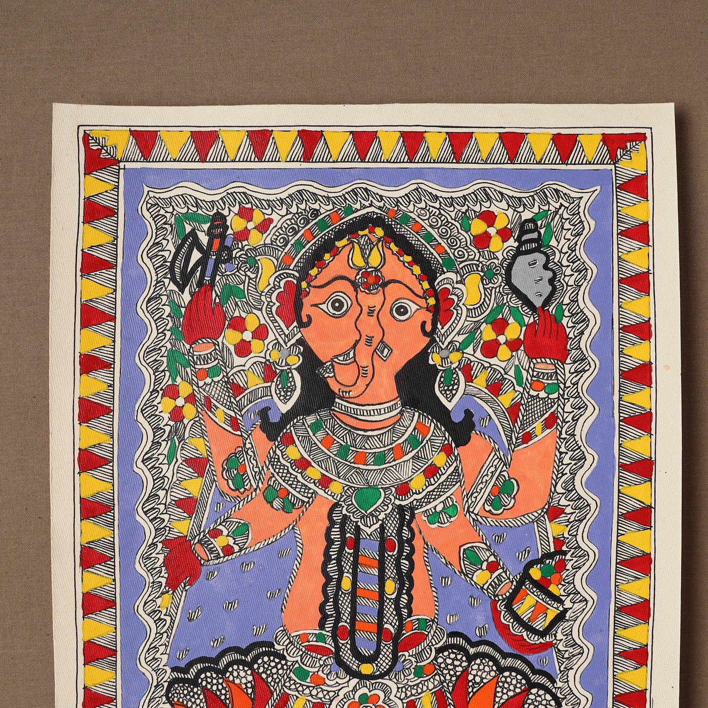 Handpainted Madhubani Painting by Santosh Paswan (15 x 11 in) 11
