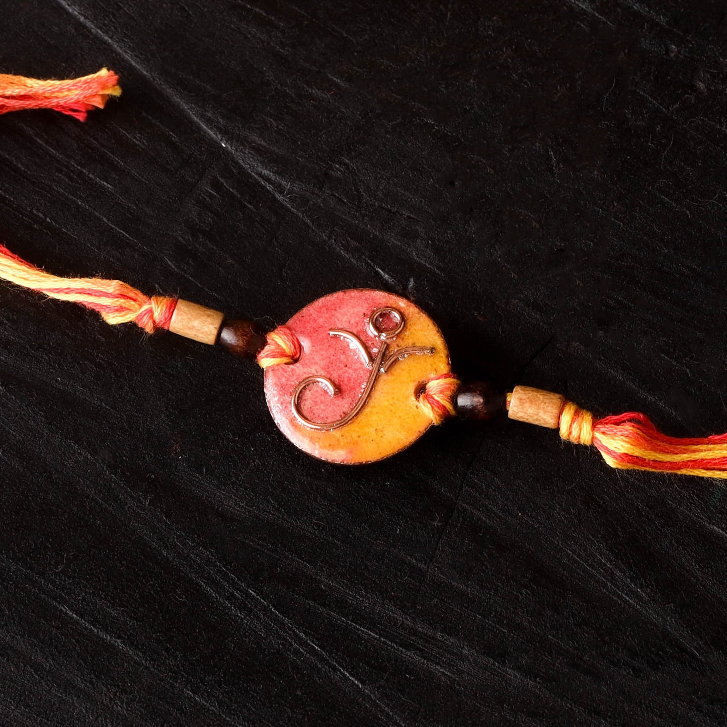 Round Ganesha - Copper Enamel Rakhi by Ekibeki 08
