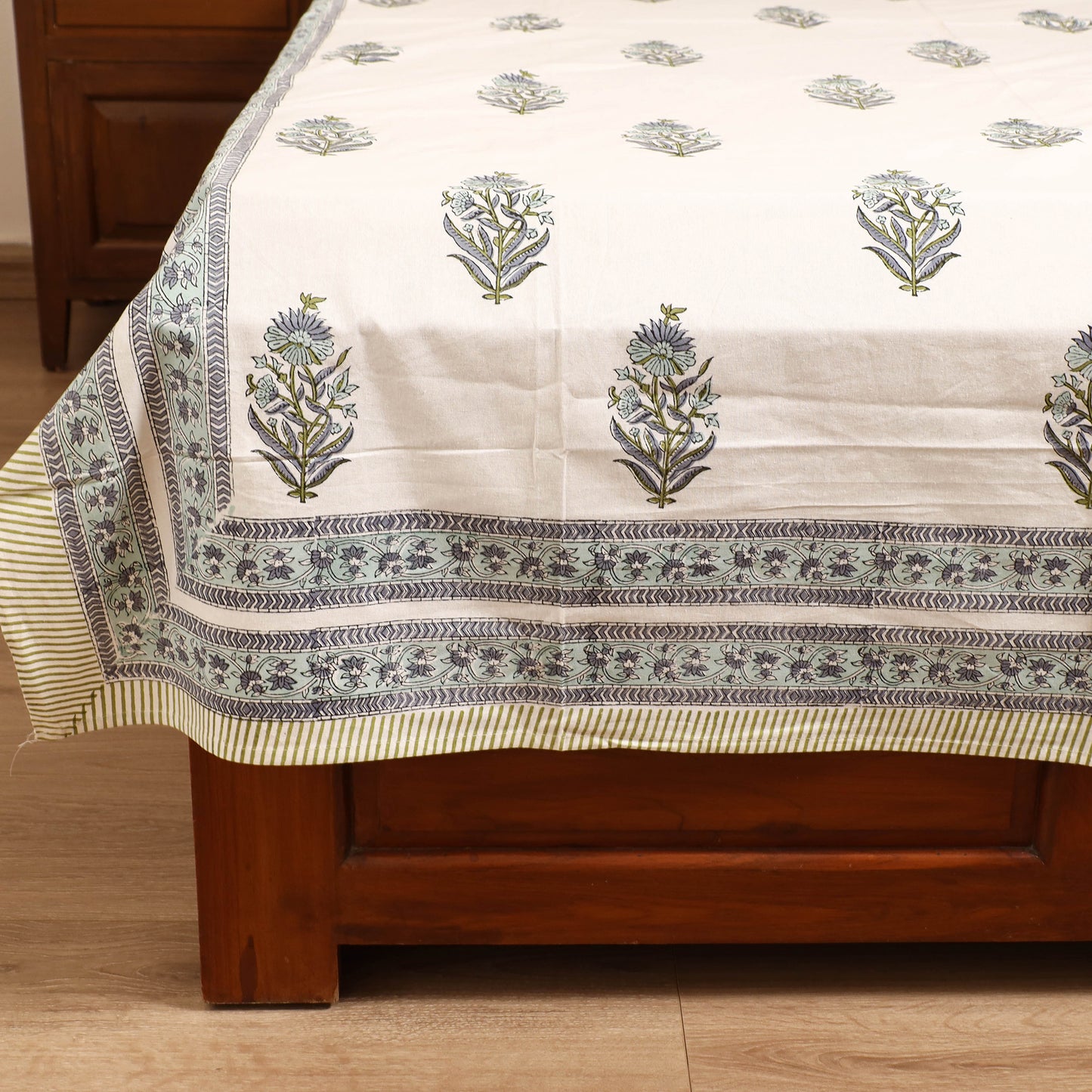 Sanganeri Hand Block Print Cotton Single Bedsheet (90 x 60 in) 63