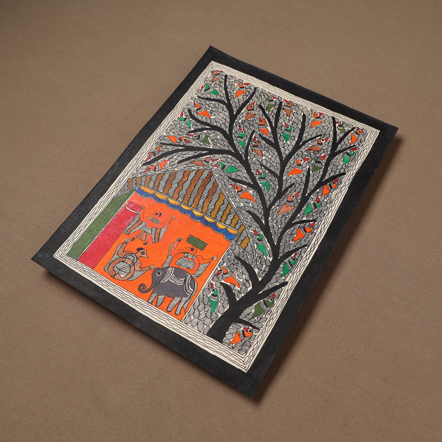 Handpainted Madhubani Painting by Santosh Paswan (15 x 11 in) 12