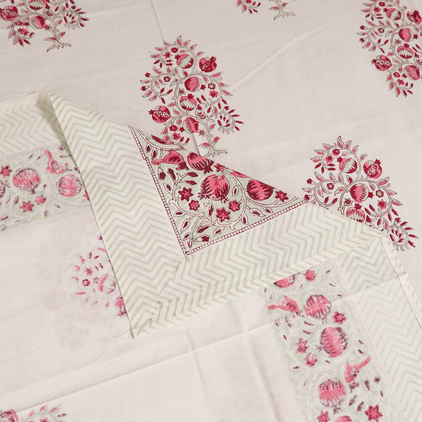 Sanganeri Hand Block Print Cotton Single Bedsheet (90 x 60 in) 64