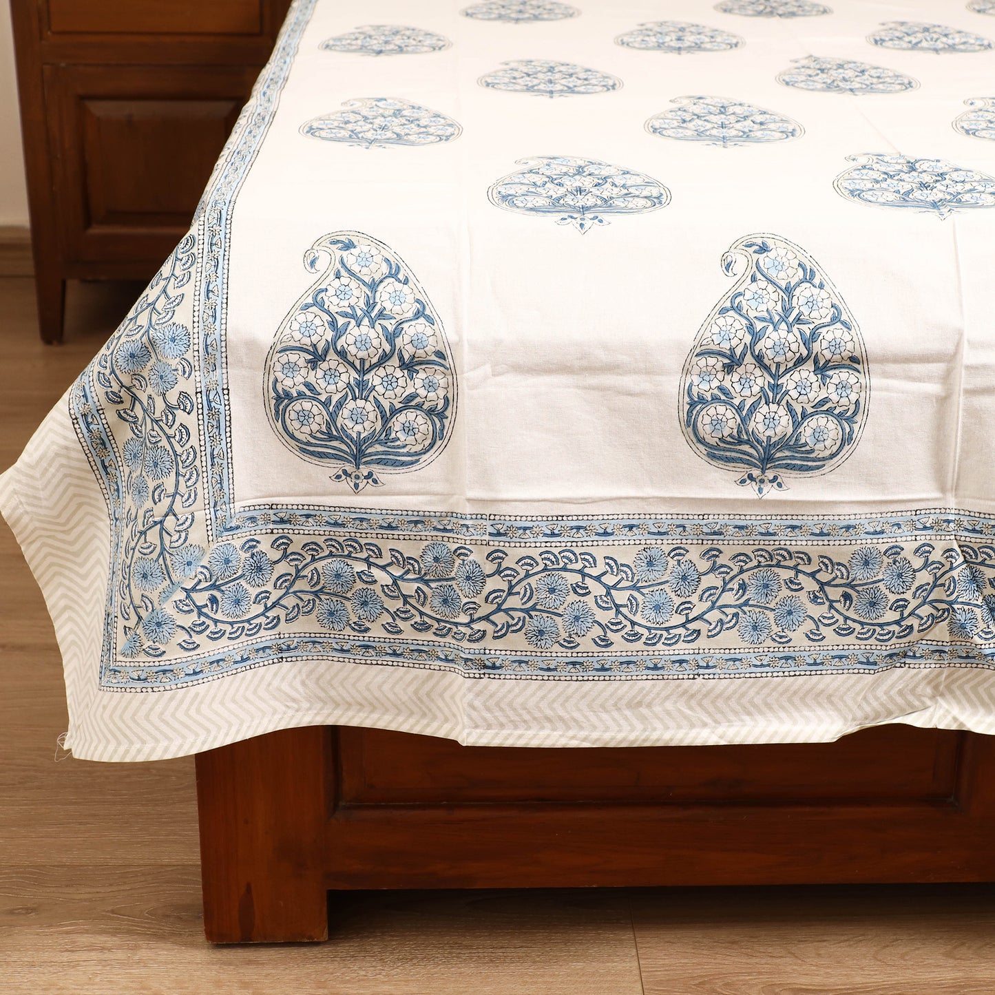 Sanganeri Hand Block Print Cotton Single Bedsheet (90 x 60 in) 65