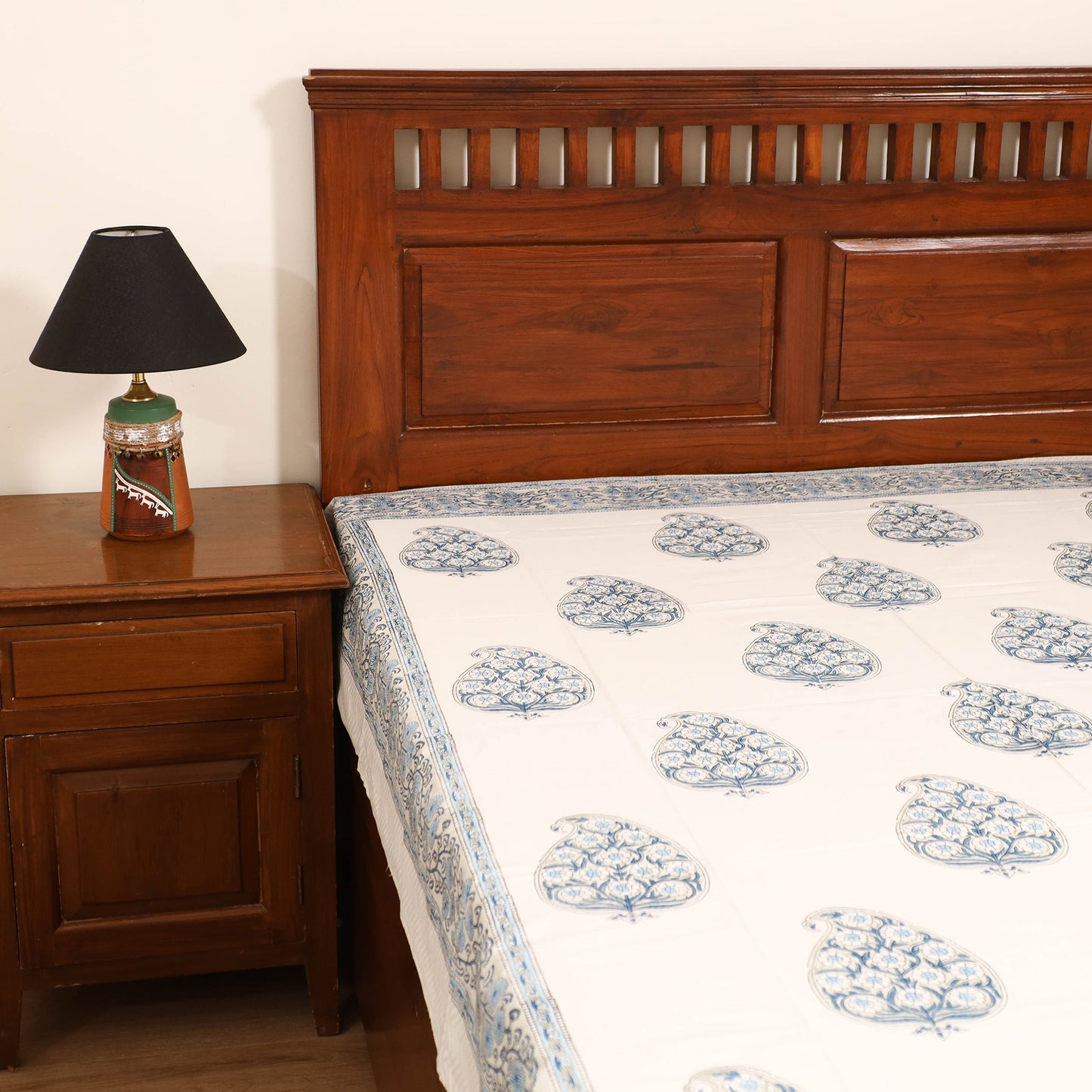 Sanganeri Hand Block Print Cotton Single Bedsheet (90 x 60 in) 65