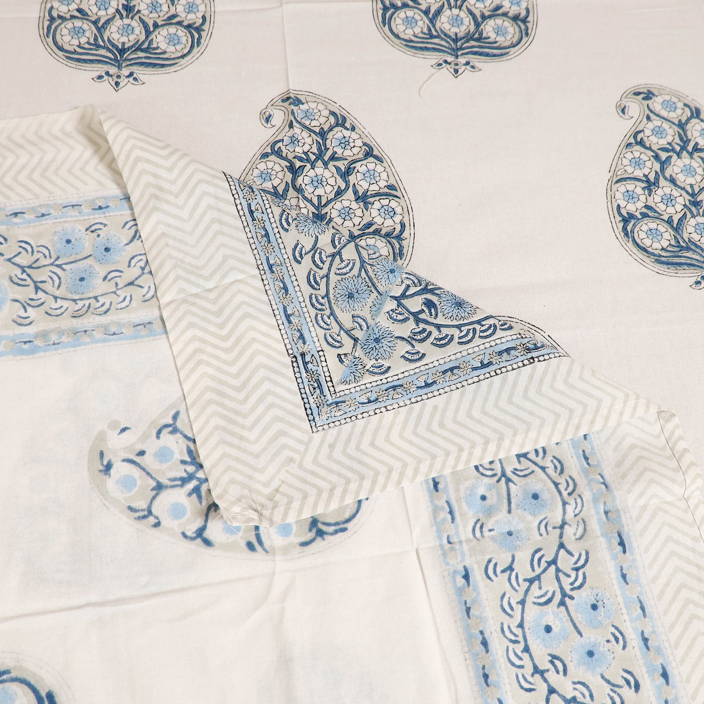 Sanganeri Hand Block Print Cotton Single Bedsheet (90 x 60 in) 65