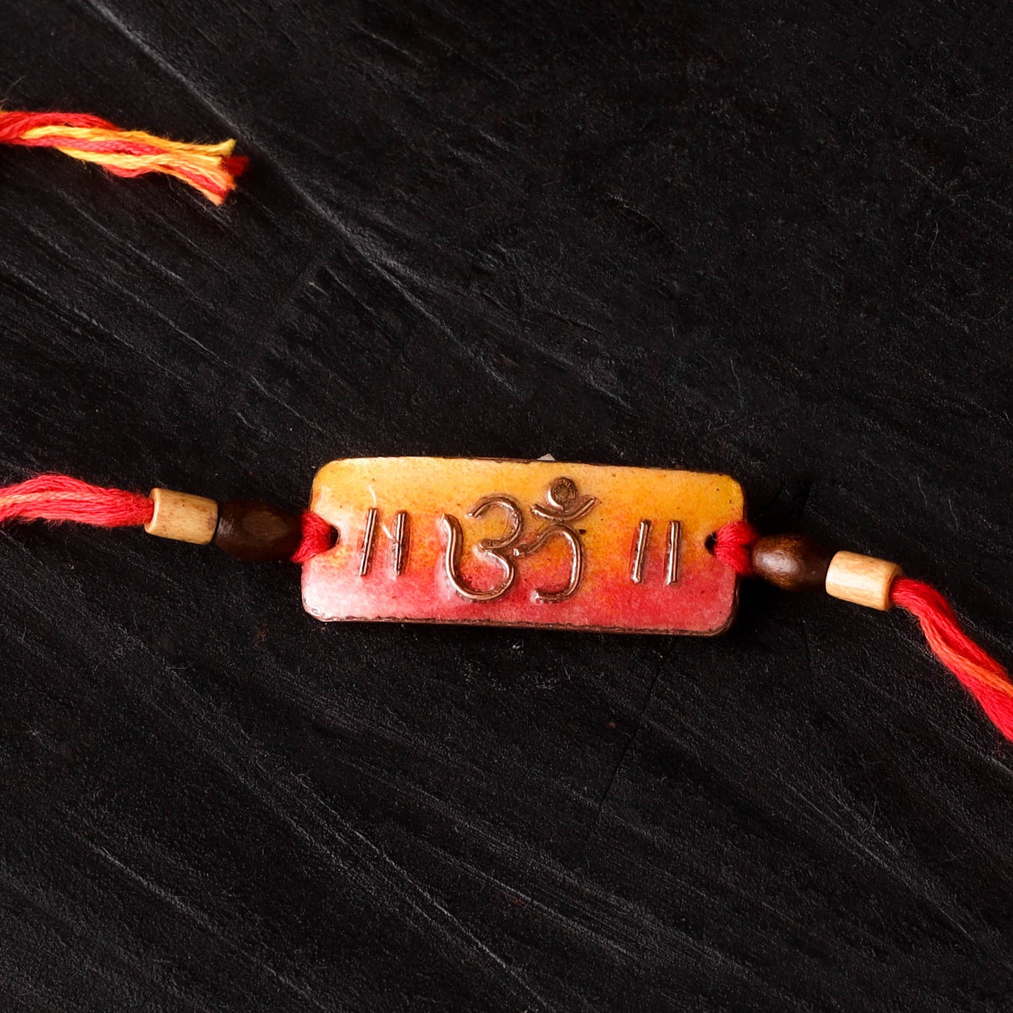 Om Rectangular - Copper Enamel Rakhi by Ekibeki 44