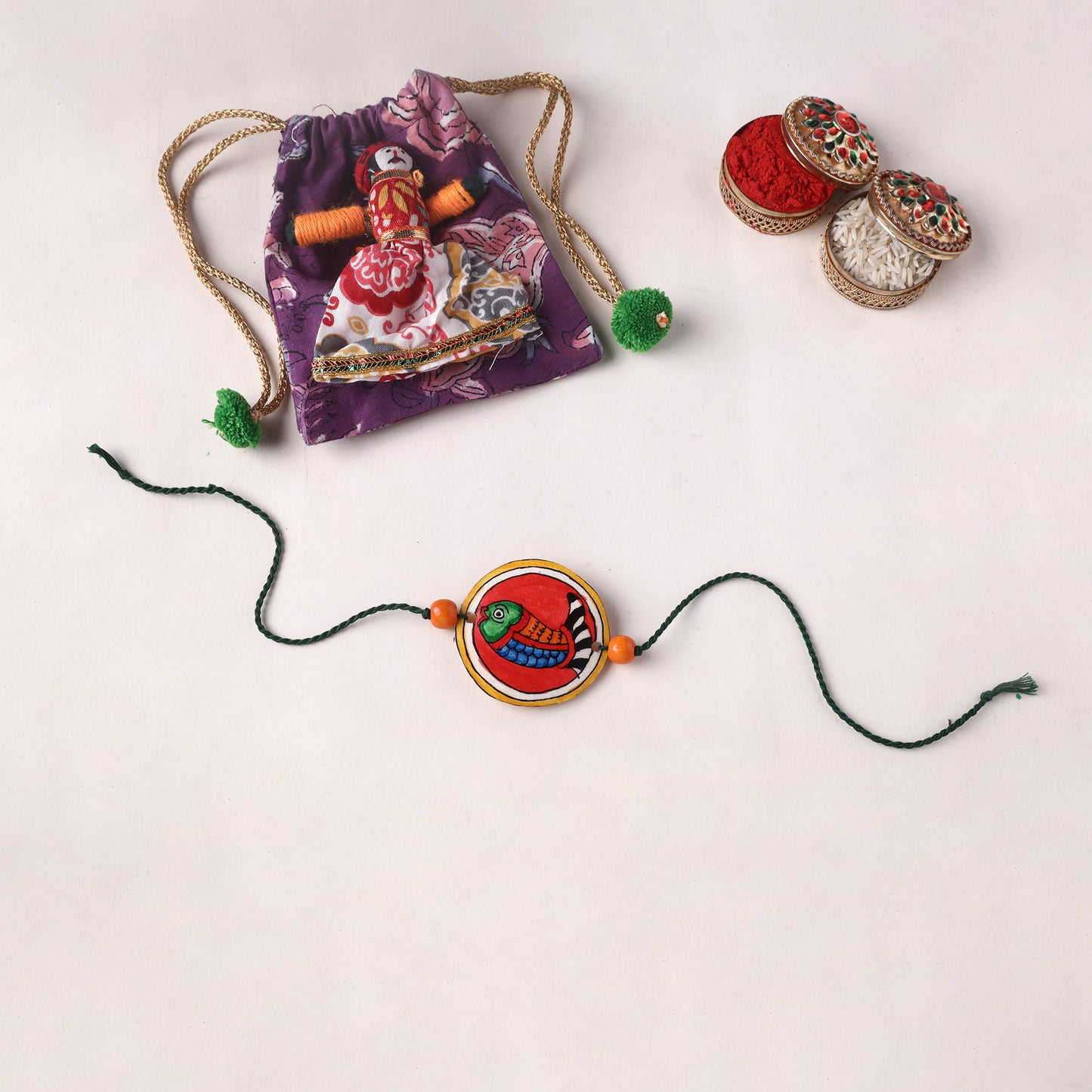 Fish - Handpainted Tholu Bommalata Leather Rakhi (Assorted) 10