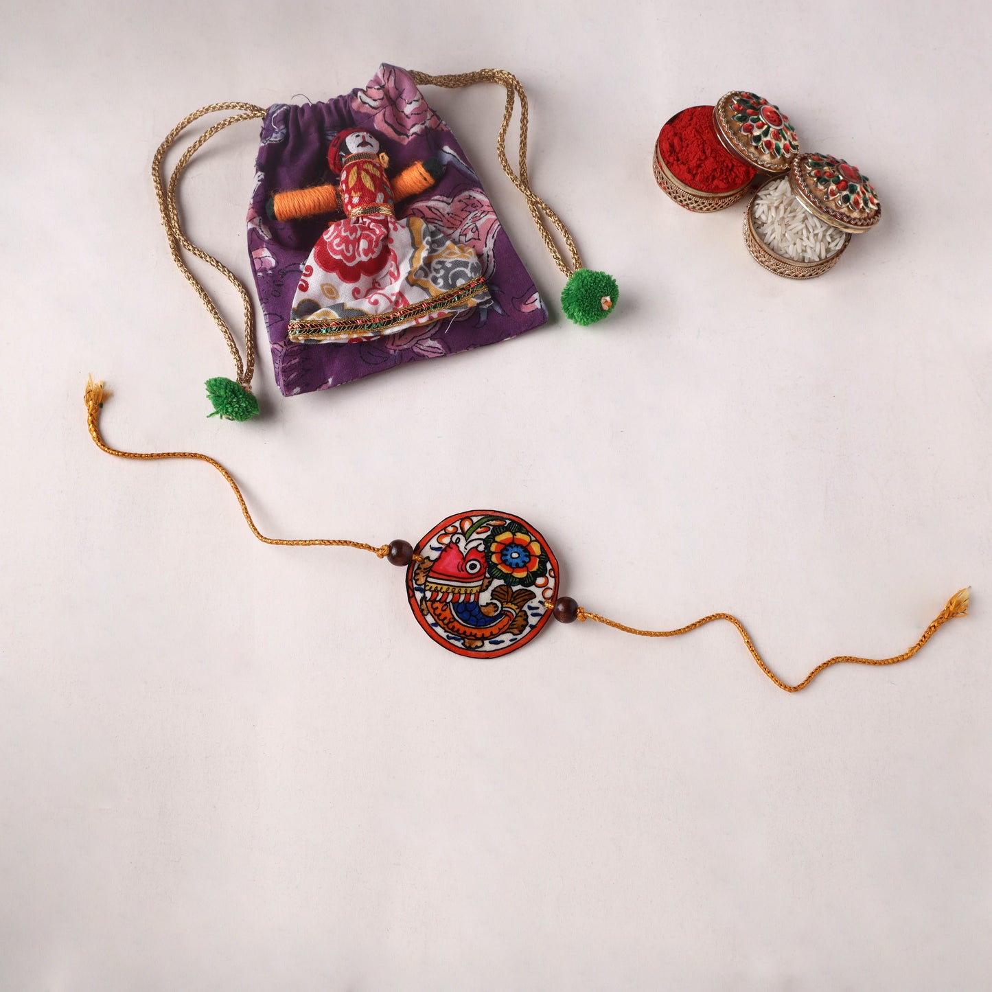 Fish - Handpainted Tholu Bommalata Leather Rakhi (Assorted) 24