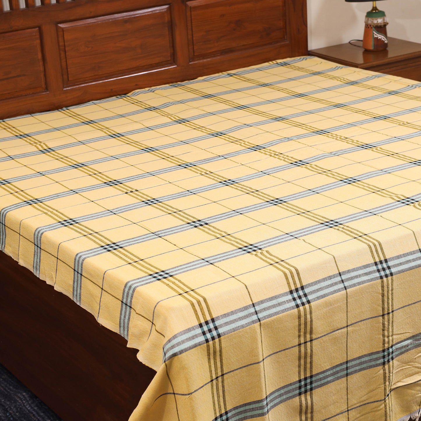 Yellow - double handloom cotton bed sheet (108 x 90 in) 20