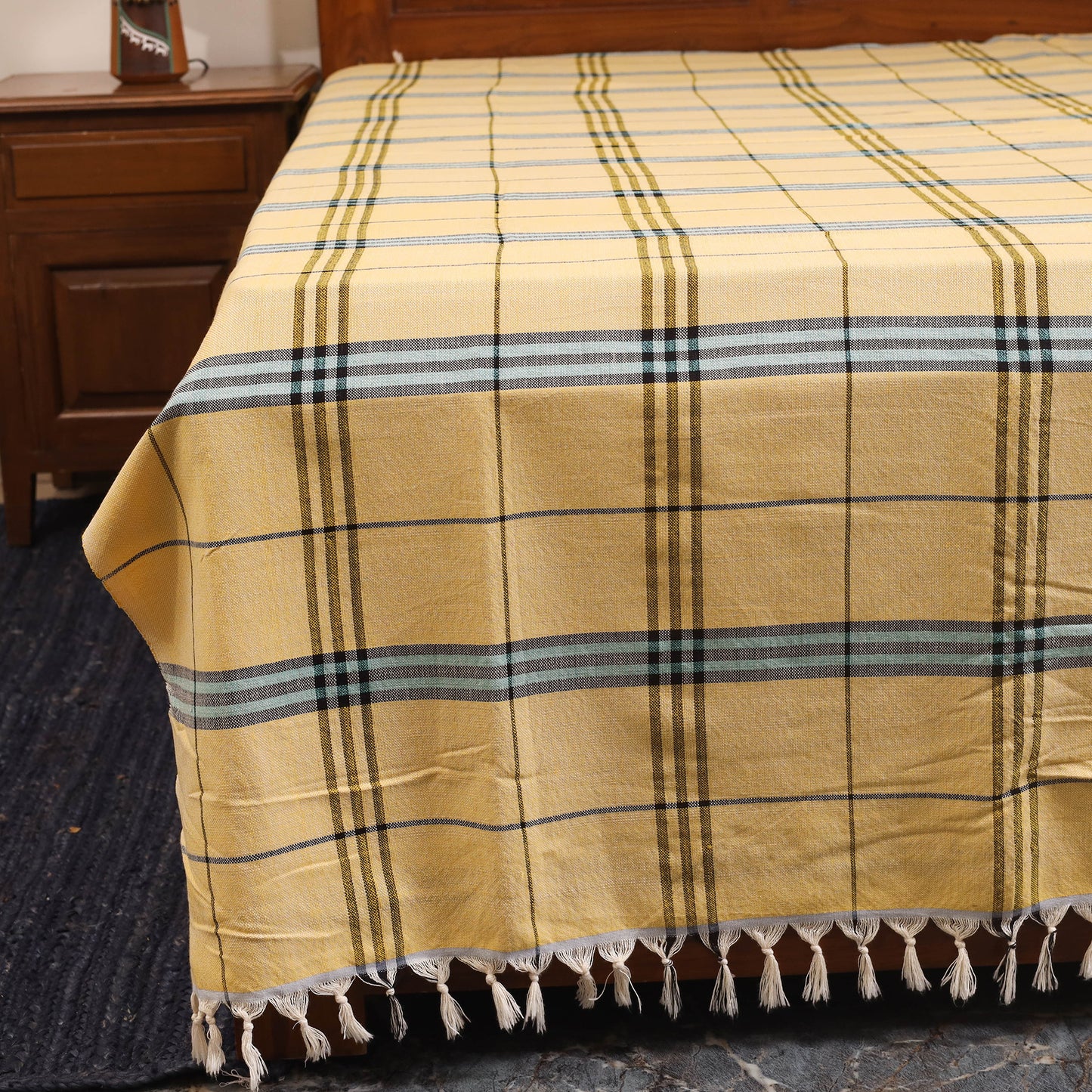 Yellow - double handloom cotton bed sheet (108 x 90 in) 20