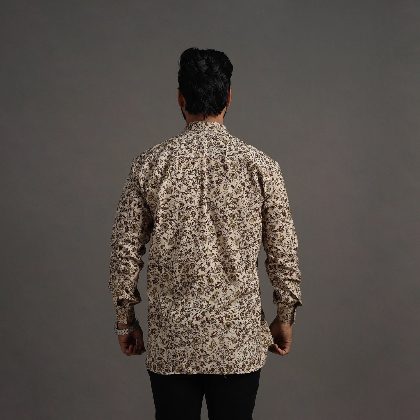 Buy Beige Pedana Block Print Cotton Men Kalamkari Shirt