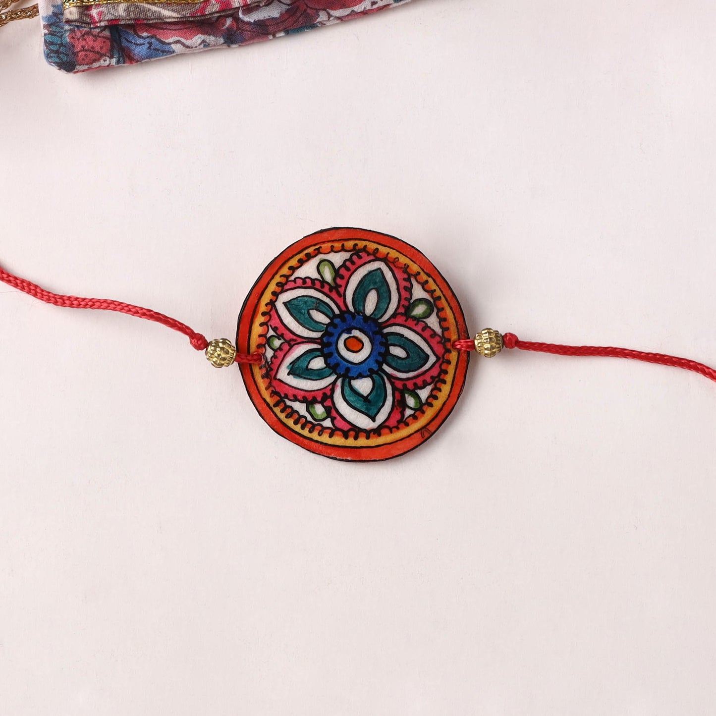 Flower - Handpainted Tholu Bommalata Leather Rakhi (Assorted) 38