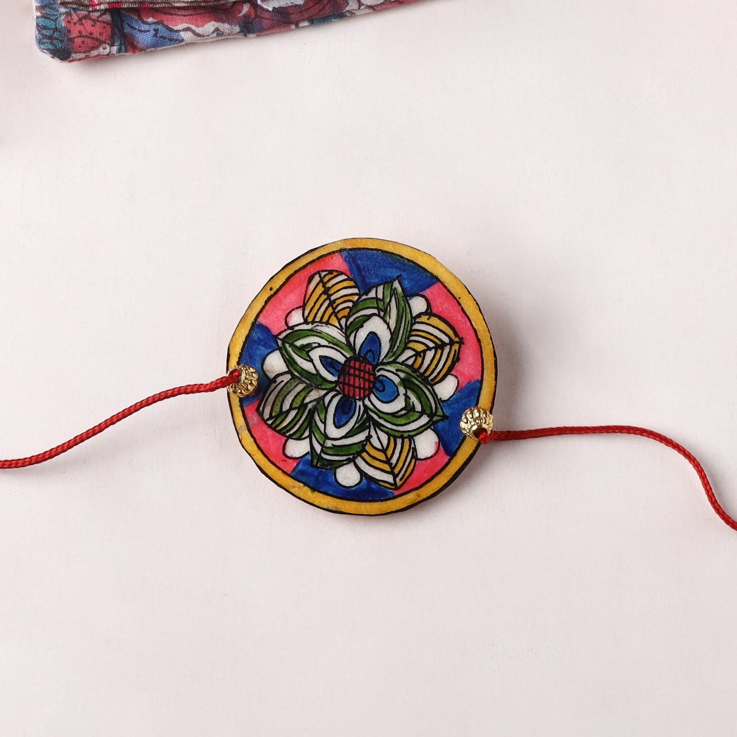 Flower - Handpainted Tholu Bommalata Leather Rakhi (Assorted) 29