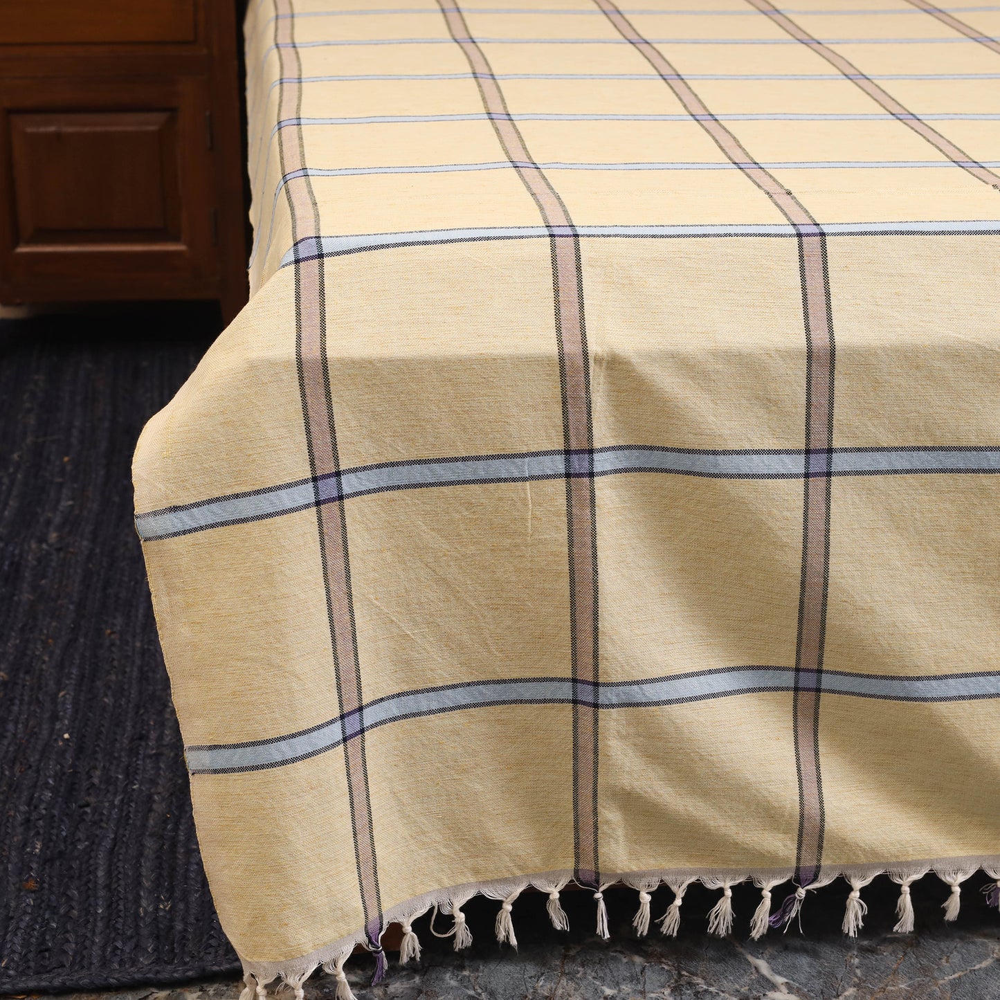 Yellow - double handloom cotton bed sheet (108 x 90 in) 26