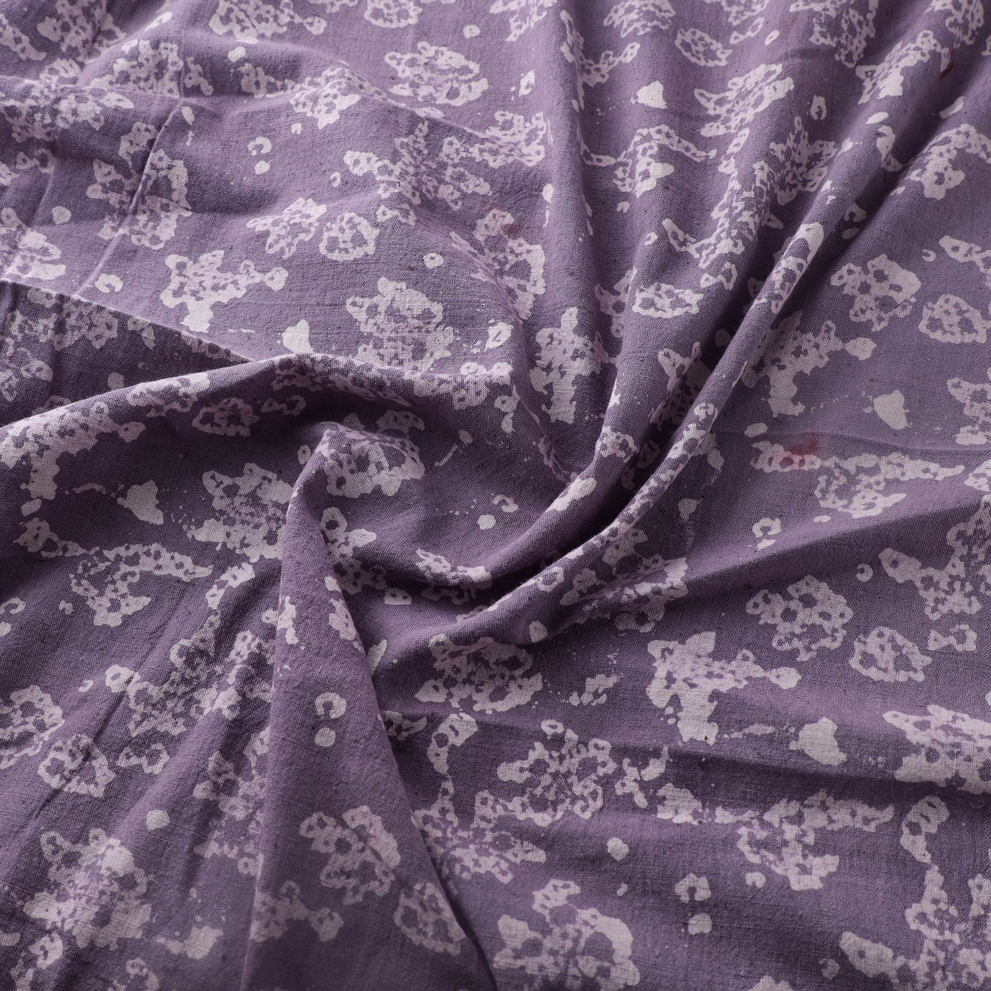 Purple - Authentic Kutch Hand Block Batik Print Pure Handwoven Natural Dyed Kala Cotton Fabric 37