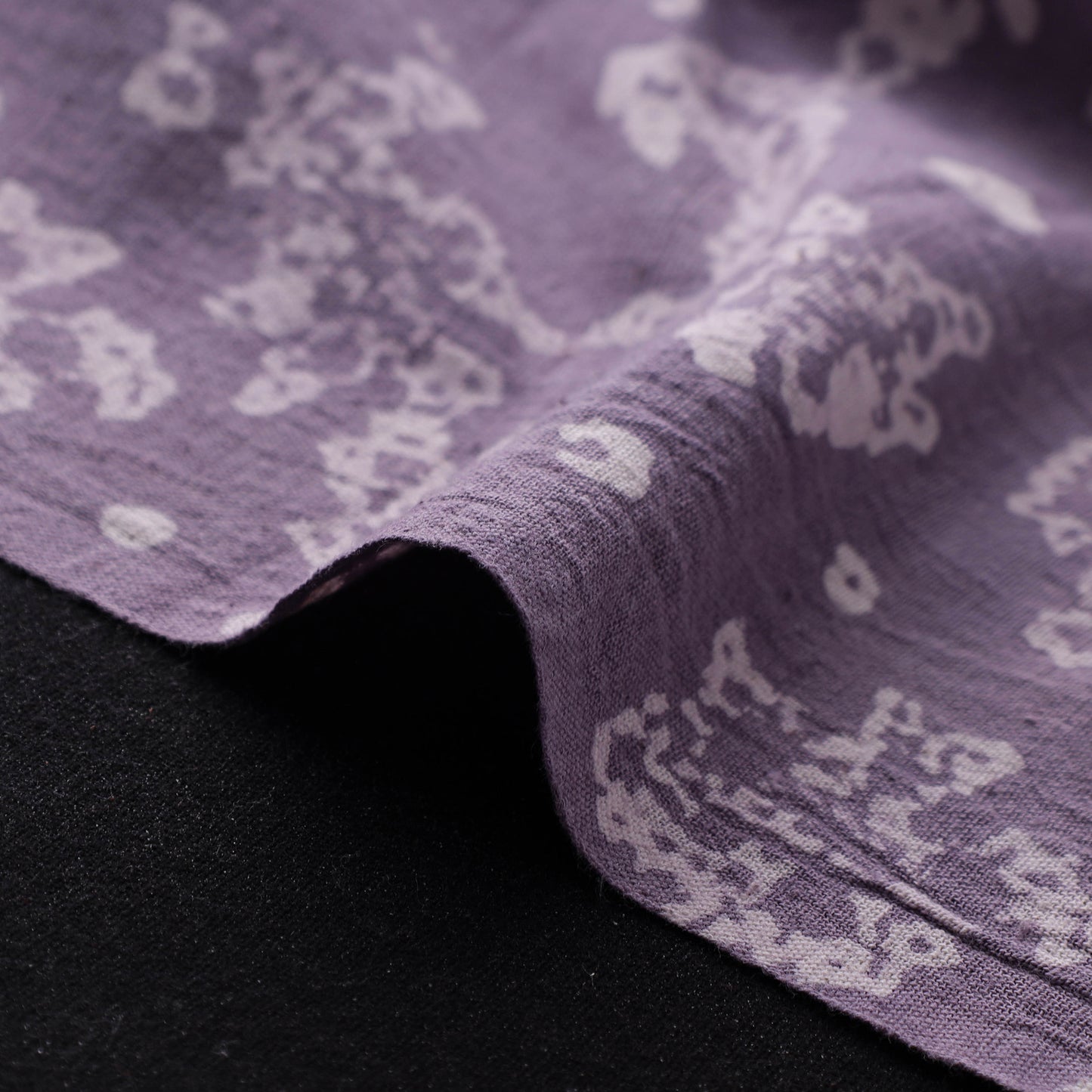 Purple - Authentic Kutch Hand Block Batik Print Pure Handwoven Natural Dyed Kala Cotton Fabric 37