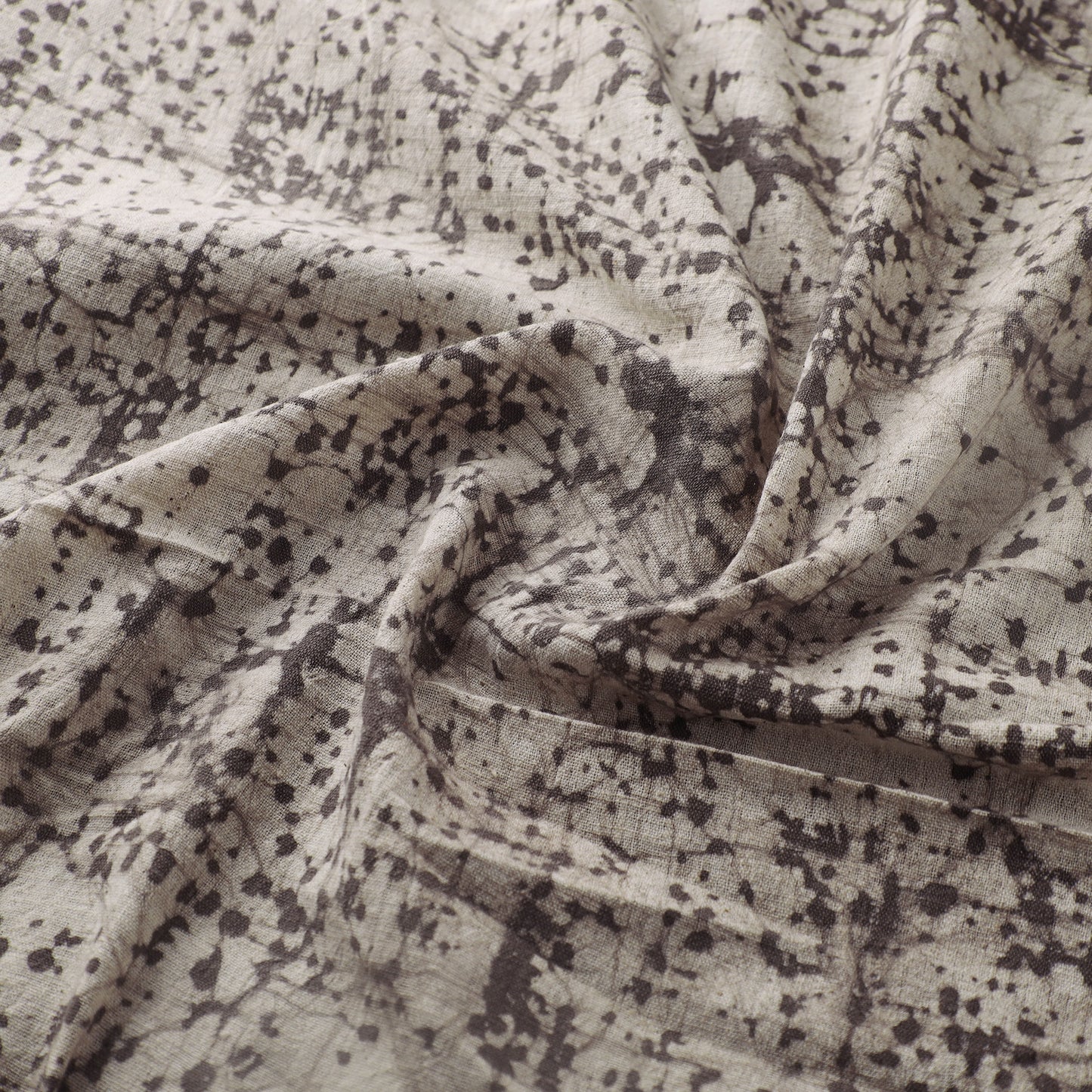 Brown - Authentic Kutch Hand Block Batik Print Pure Handwoven Natural Dyed Kala Cotton Fabric 48