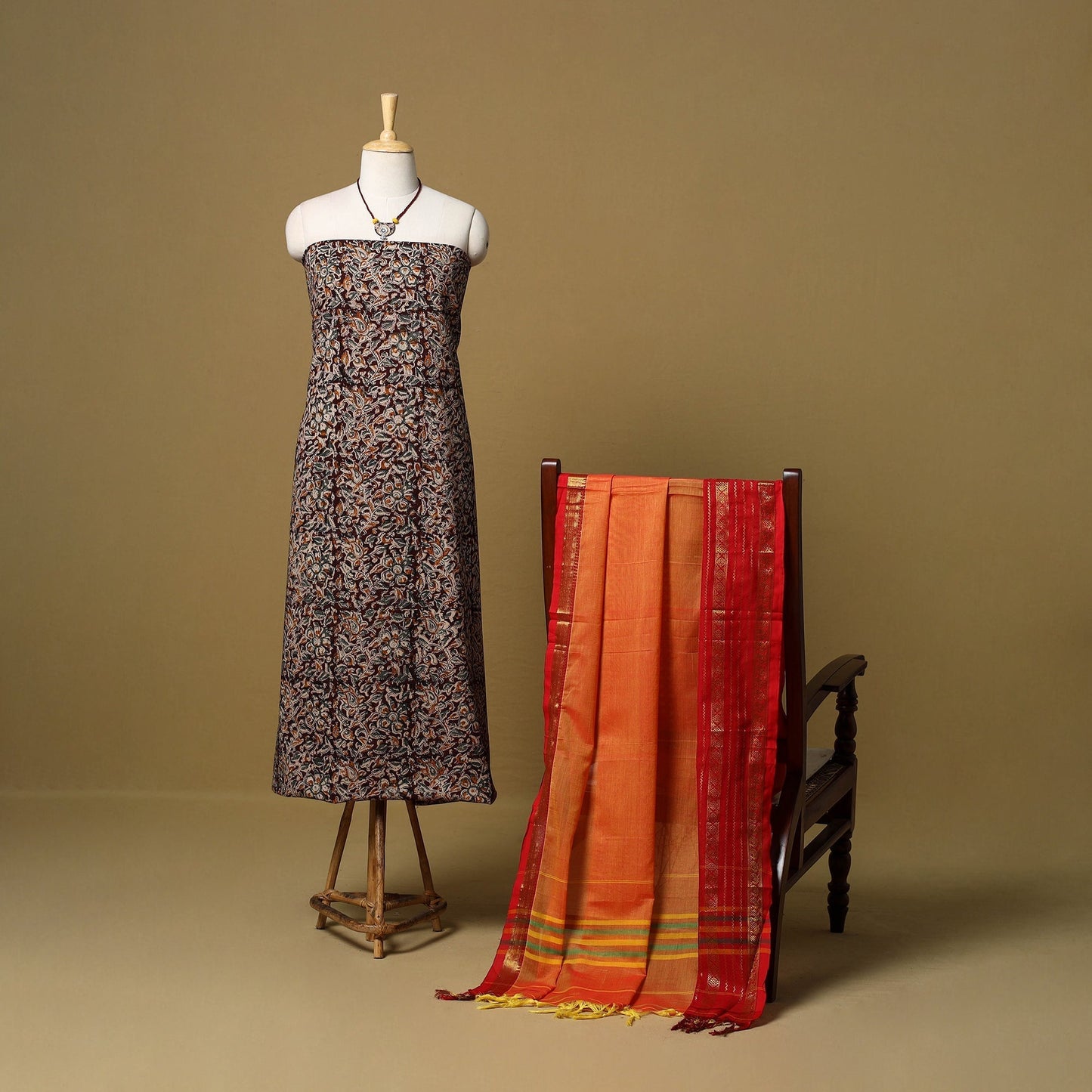 Pedana kalamkari cotton 2pc unstitched dress material
