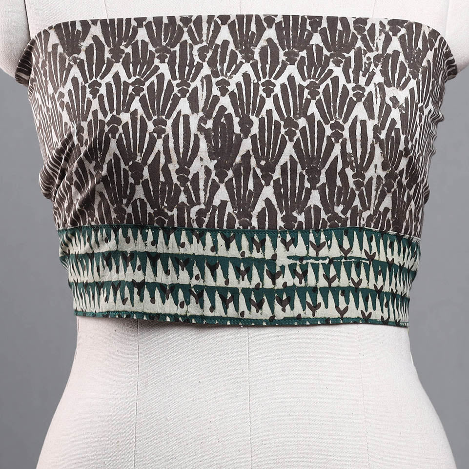 Shop Brown Block Print Cotton Pipad Blouse Piece Online